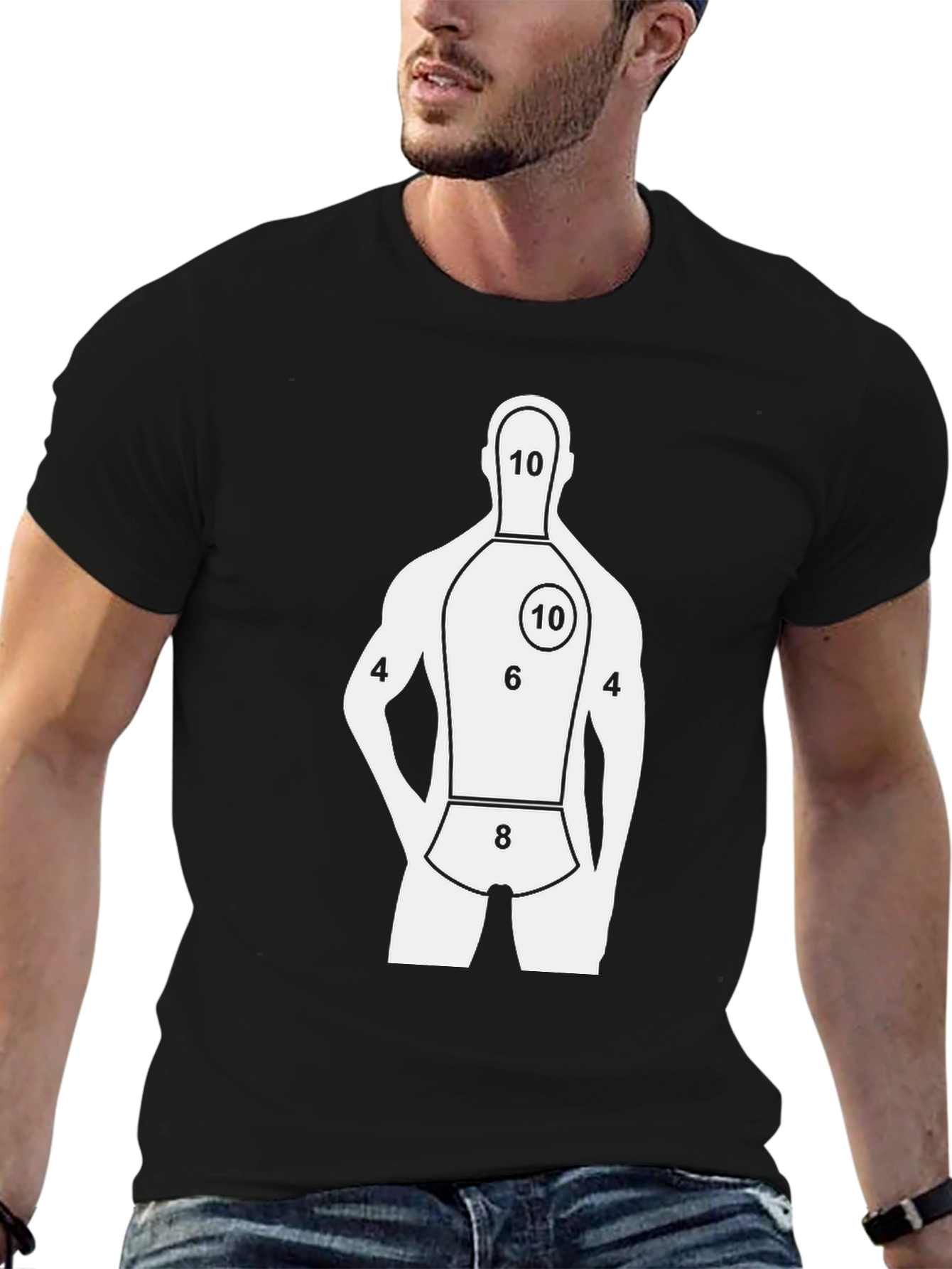 Black Target Man Graphic T-Shirt - Black view 6