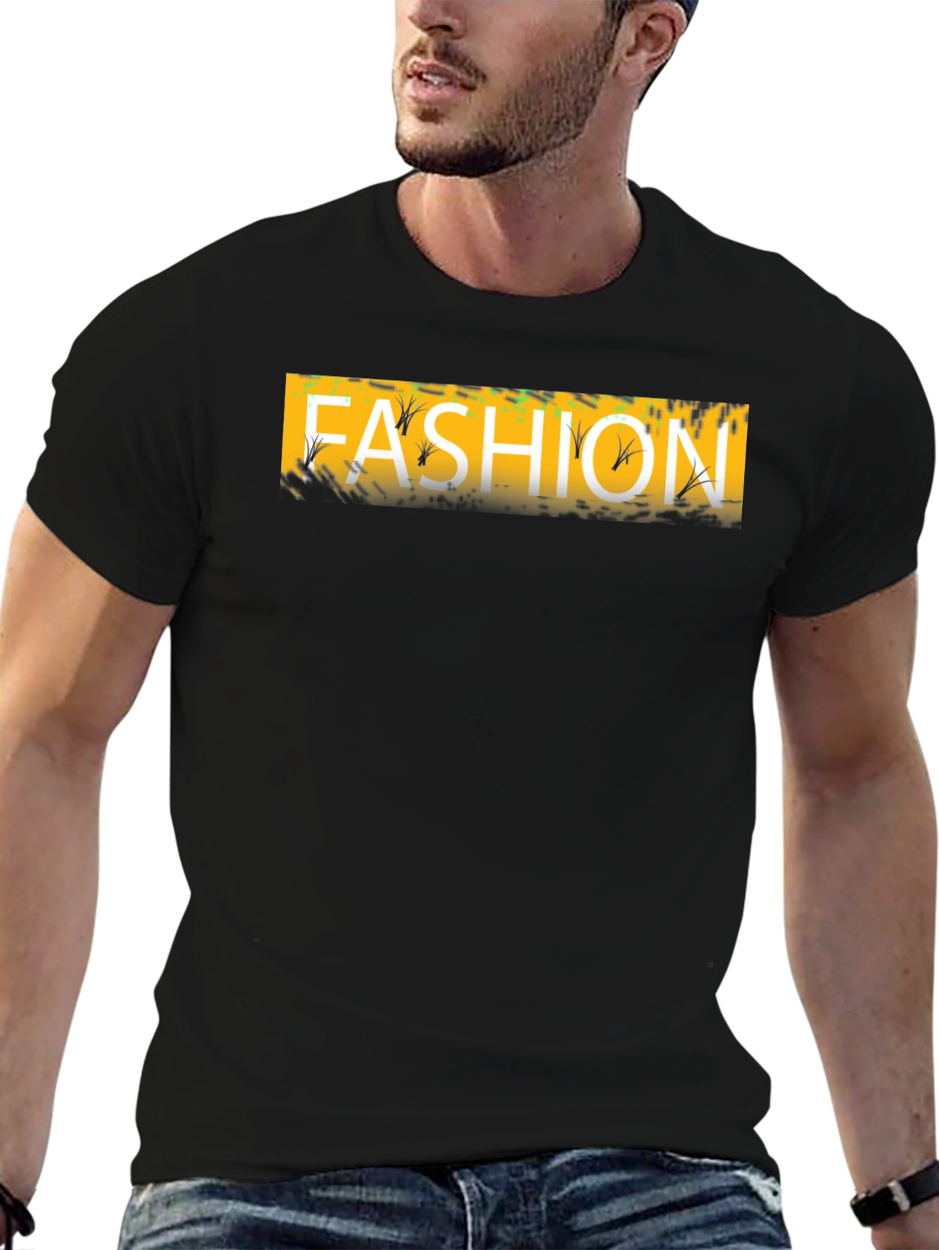 Black Fashion Graphic Tee - Stylish Black T-Shirt for Men view 6