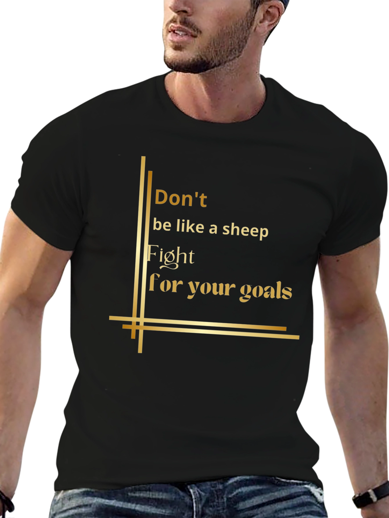 Black Inspirational Graphic Tee - Fight For Your Goals view 6