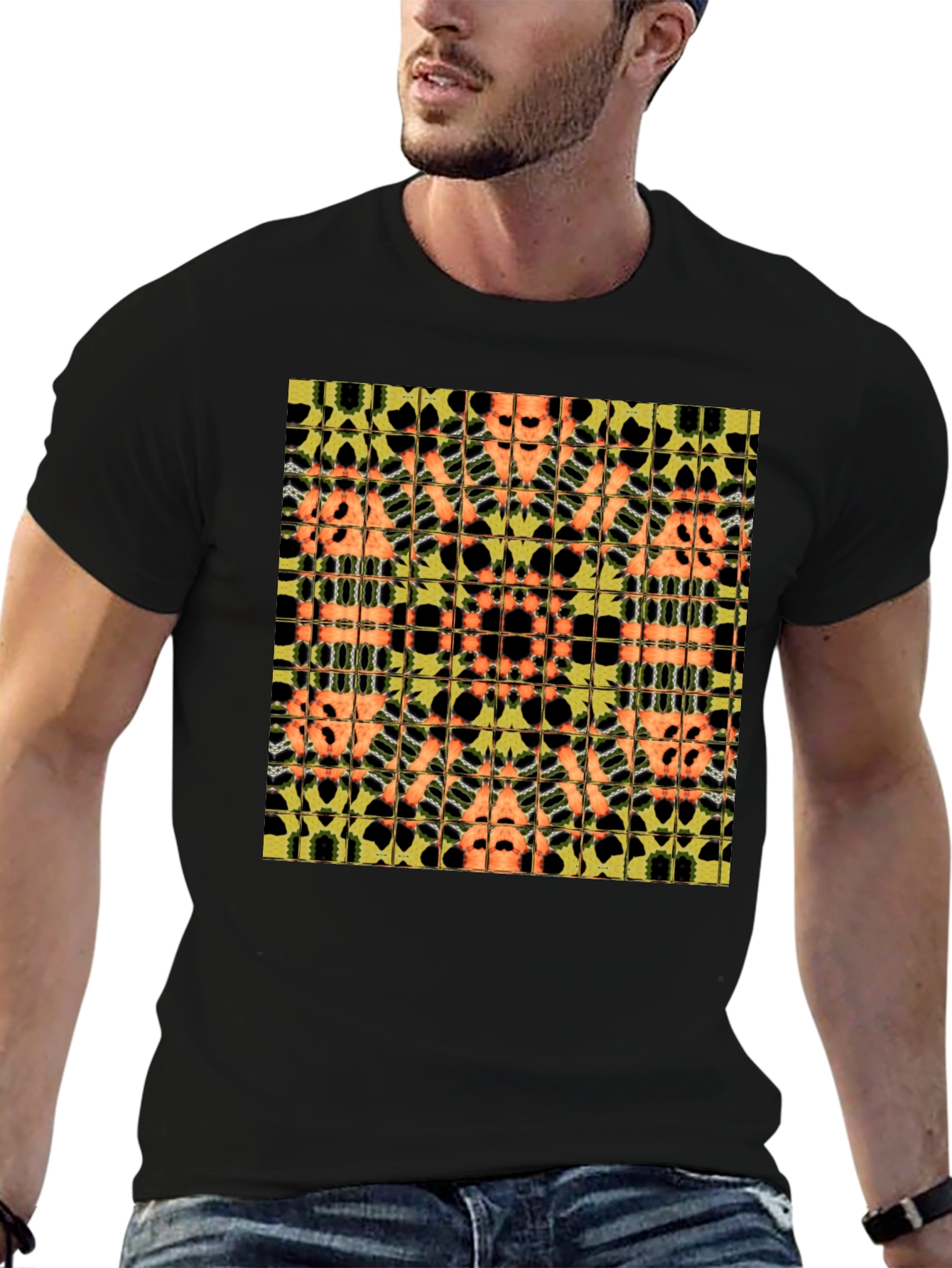 Black Abstract Pattern Black Tee view 6