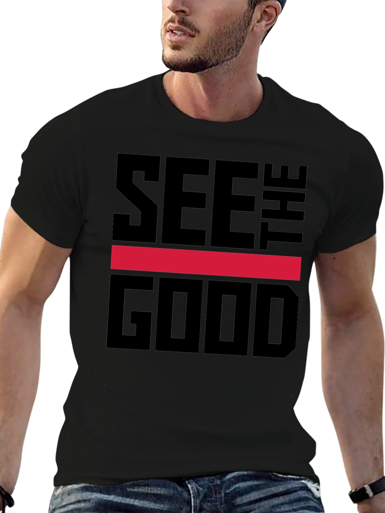 Black See The Good Graphic Tee - Stylish Comfort view 6
