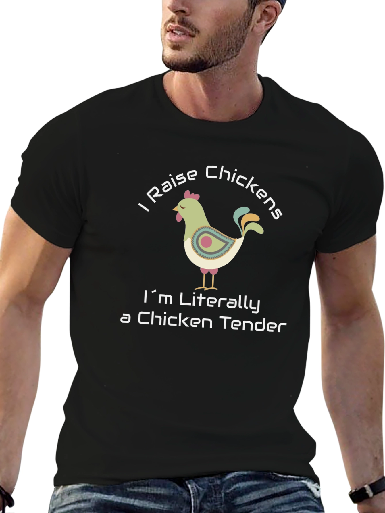 Black I Raise Chickens T-Shirt - Chicken Tender Humor view 6