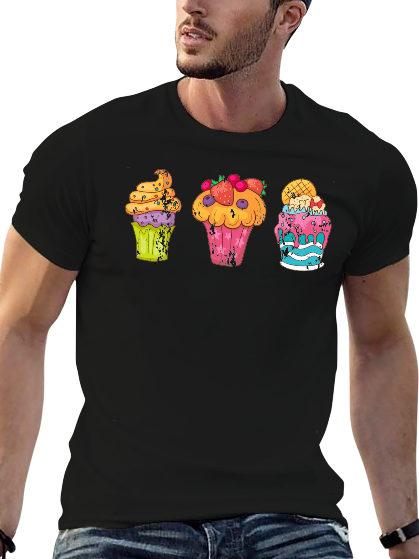 Black Fun Cupcake Graphic T-Shirt view 6