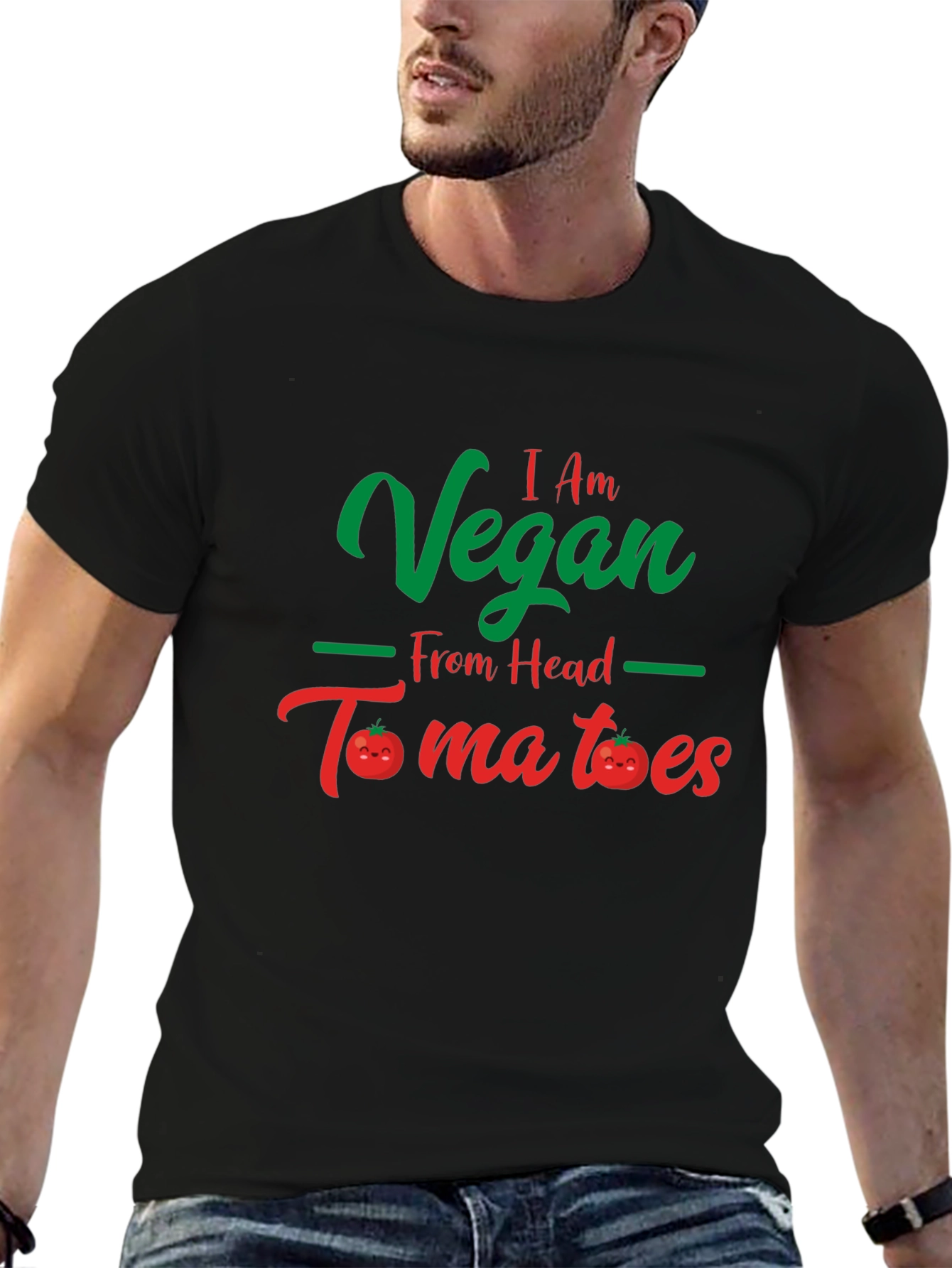 Black Vegan From Head Tomatoes Black T-Shirt view 6