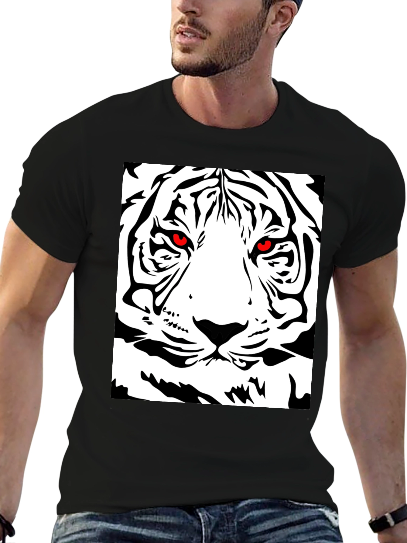 Black Tiger Graphic Tee - Bold Black T-Shirt view 6