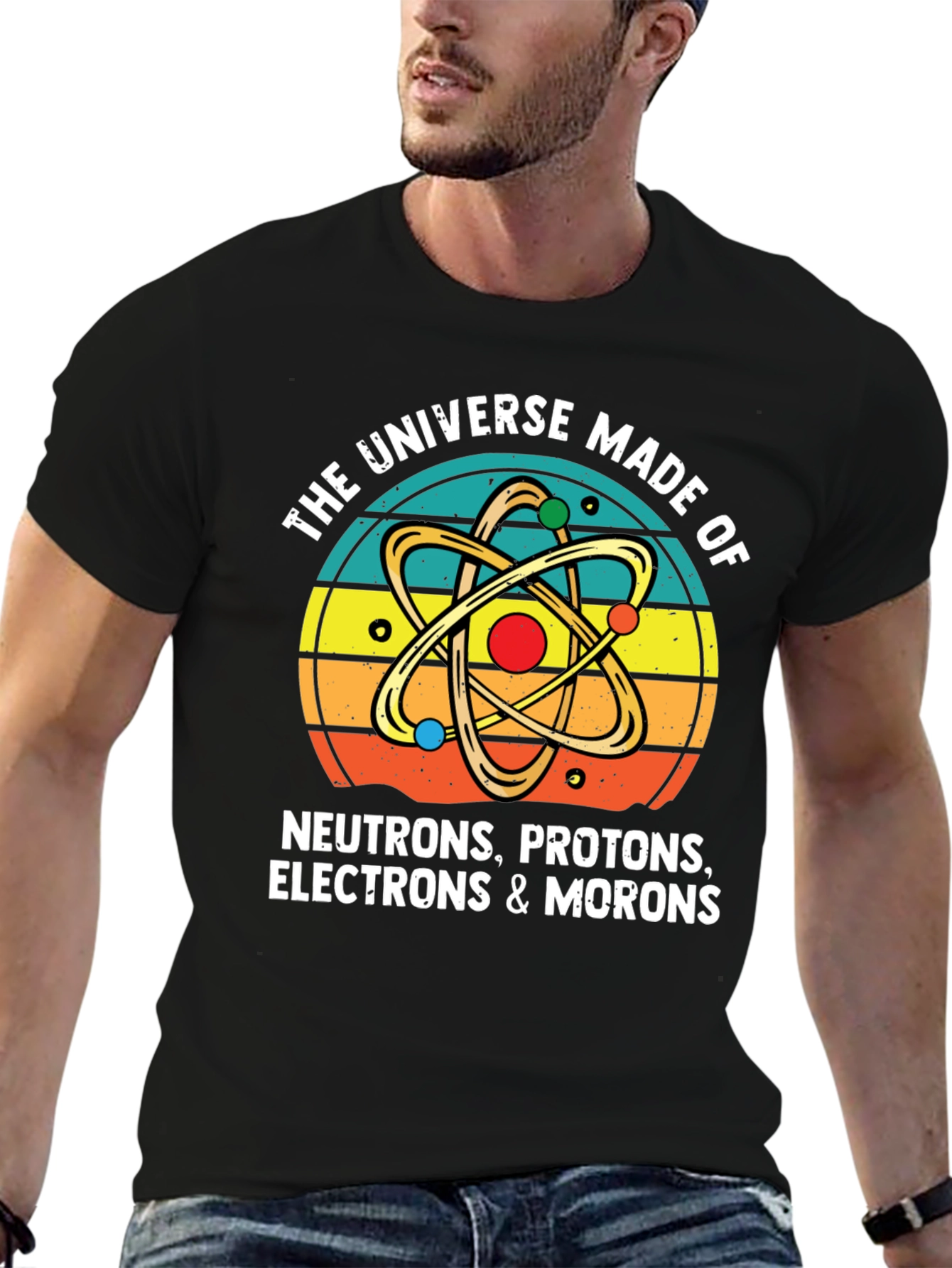 Black Universe Made of Morons Graphic Tee view 6