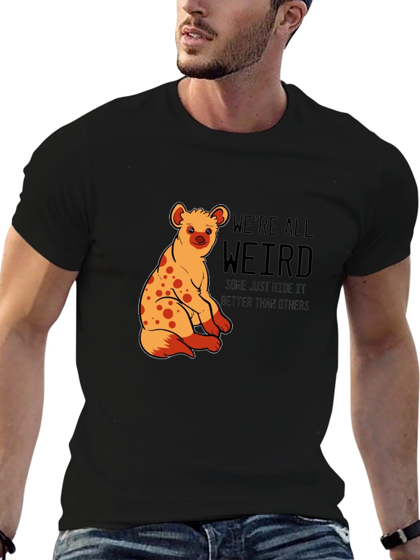 Black We're All Weird Hyena Graphic Tee view 6