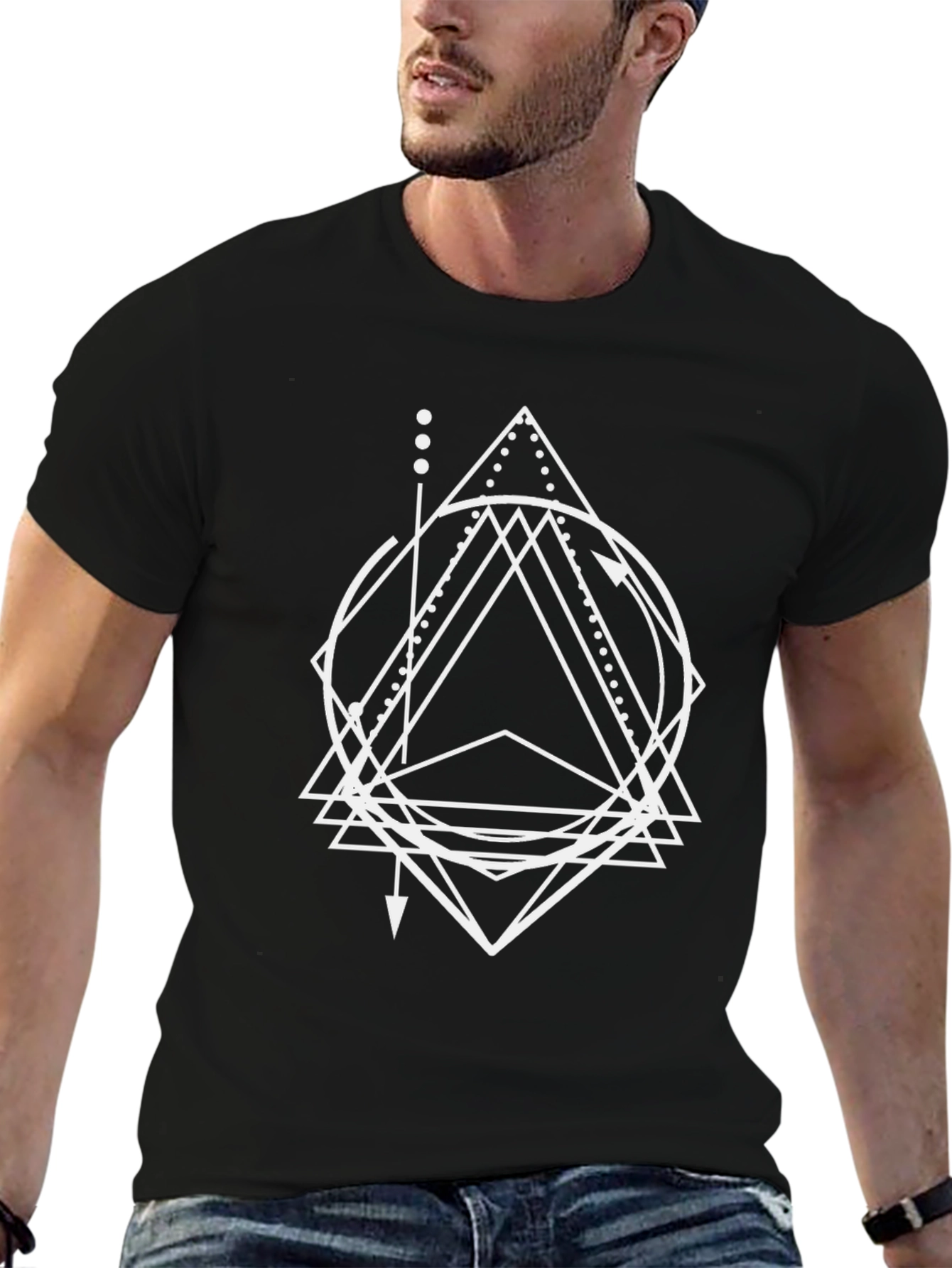 Black Geometric Graphic Tee - Modern Style view 6