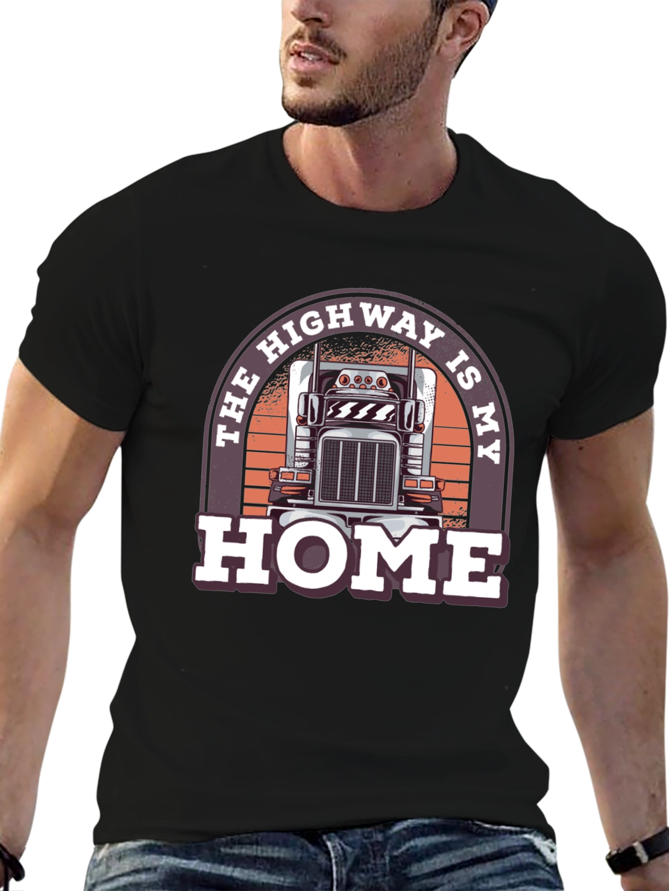 Black Highway Is My Home Trucker T-Shirt view 6