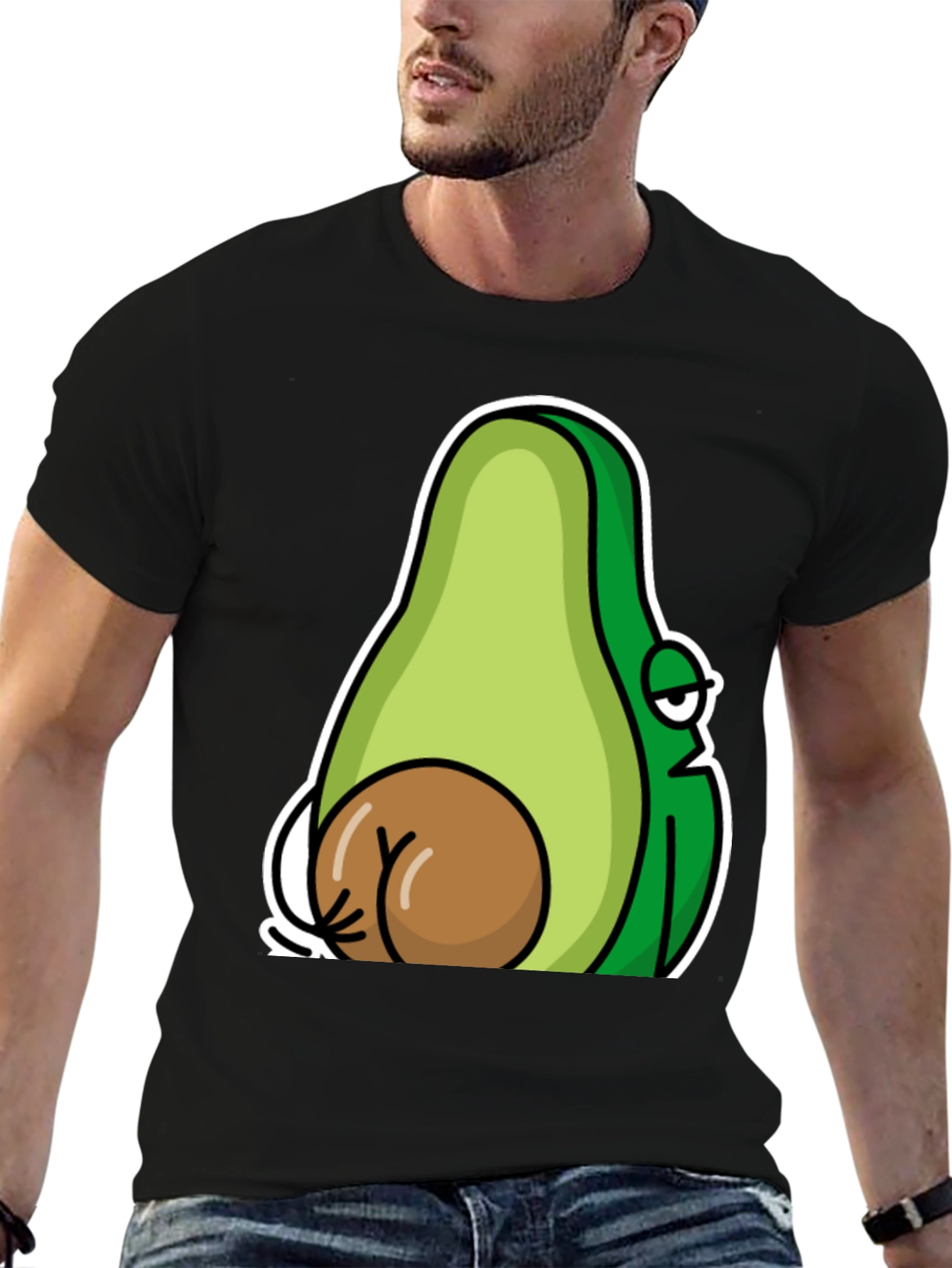 Black Funny Avocado T-Shirt - Novelty Graphic Tee view 6