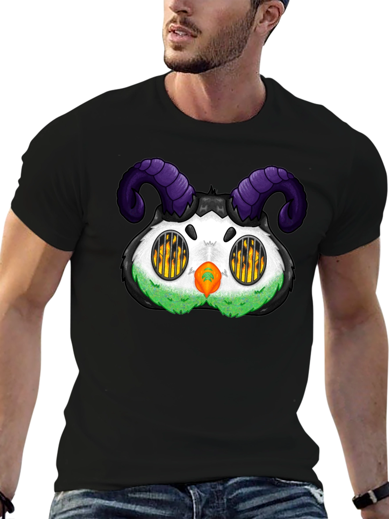 Black Monster T-Shirt with Horns view 6