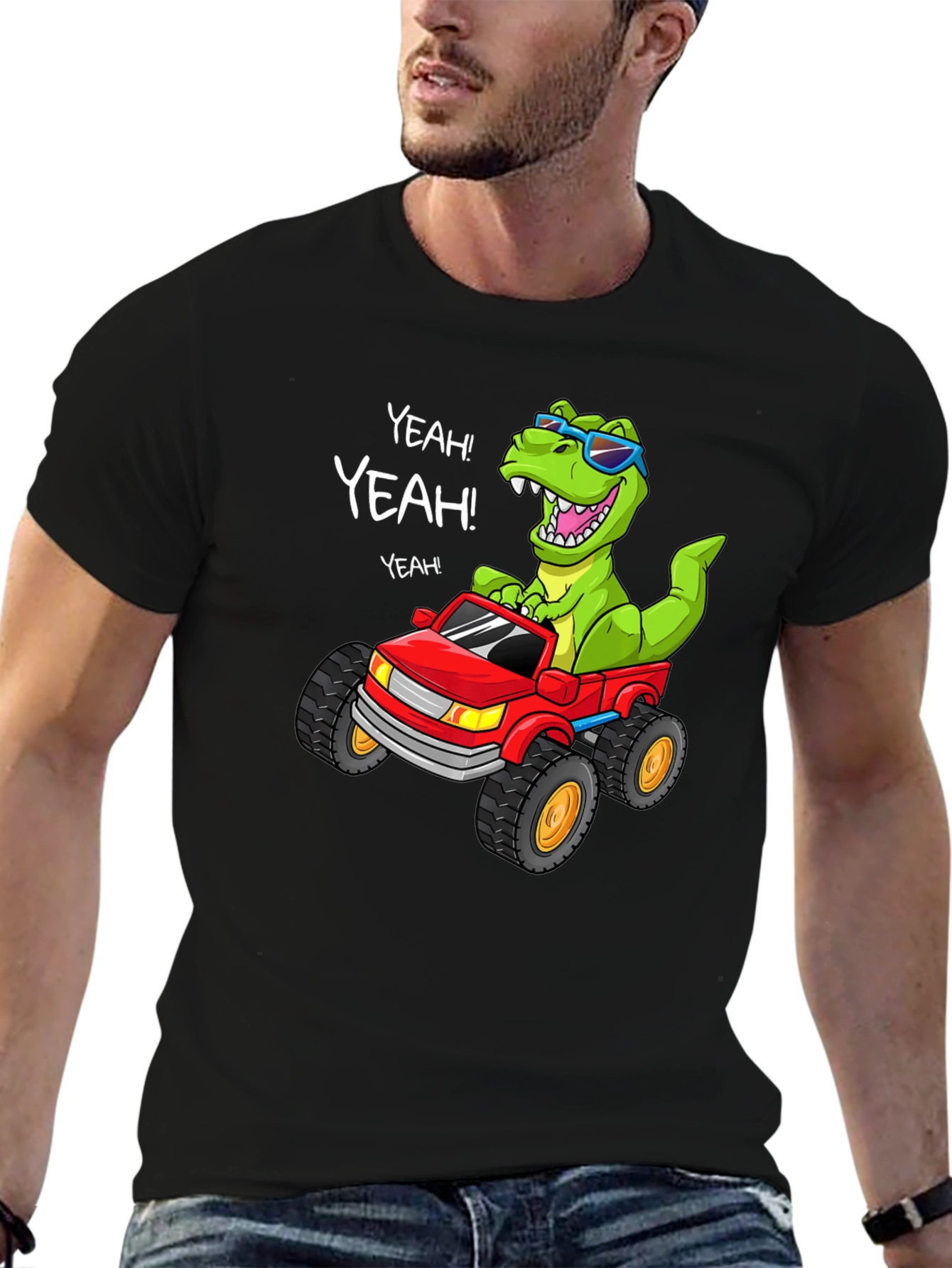 Black Dino Monster Truck T-Shirt view 6