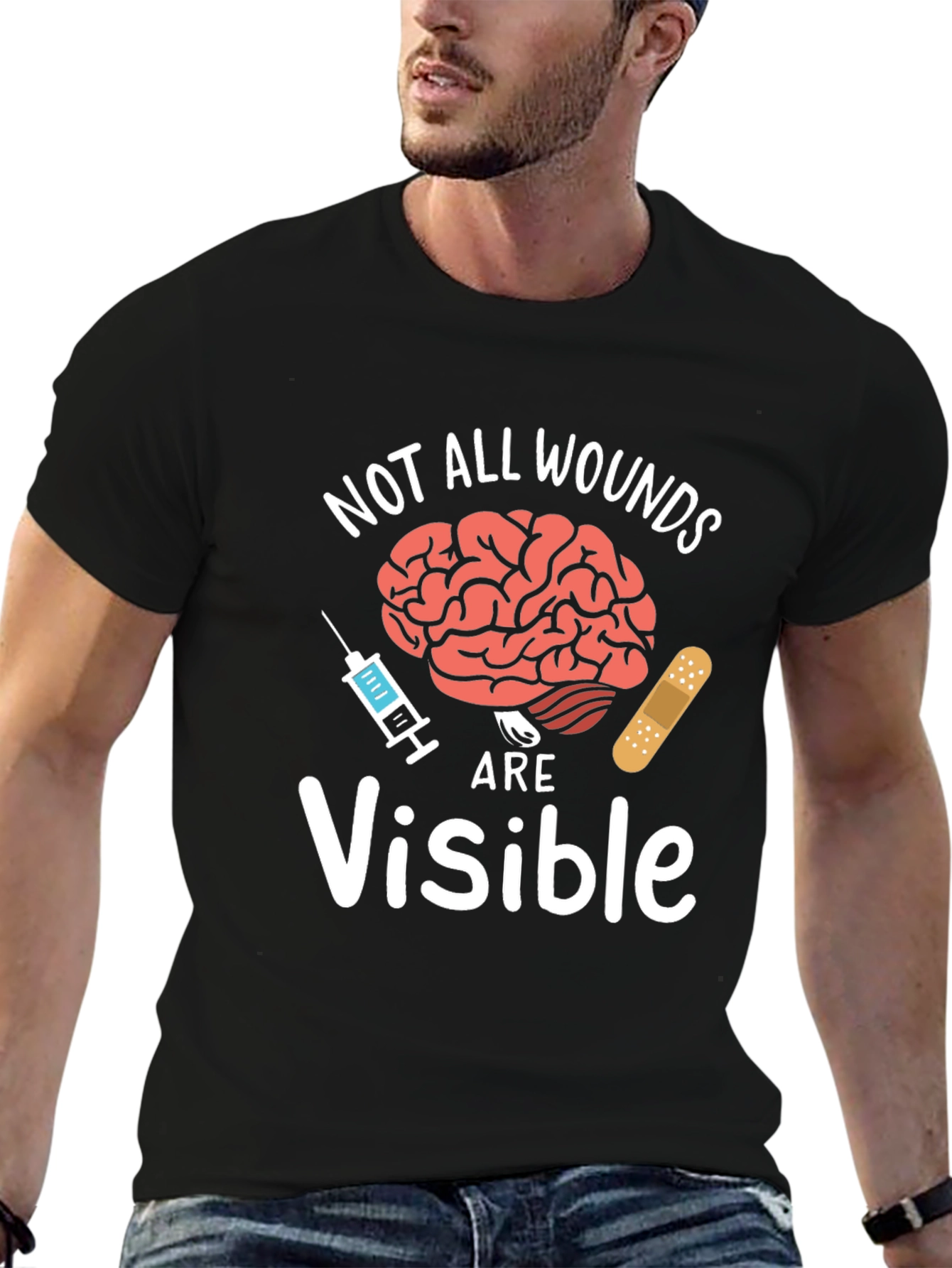 Black Not All Wounds Are Visible T-Shirt Mental Health Awareness  view 6