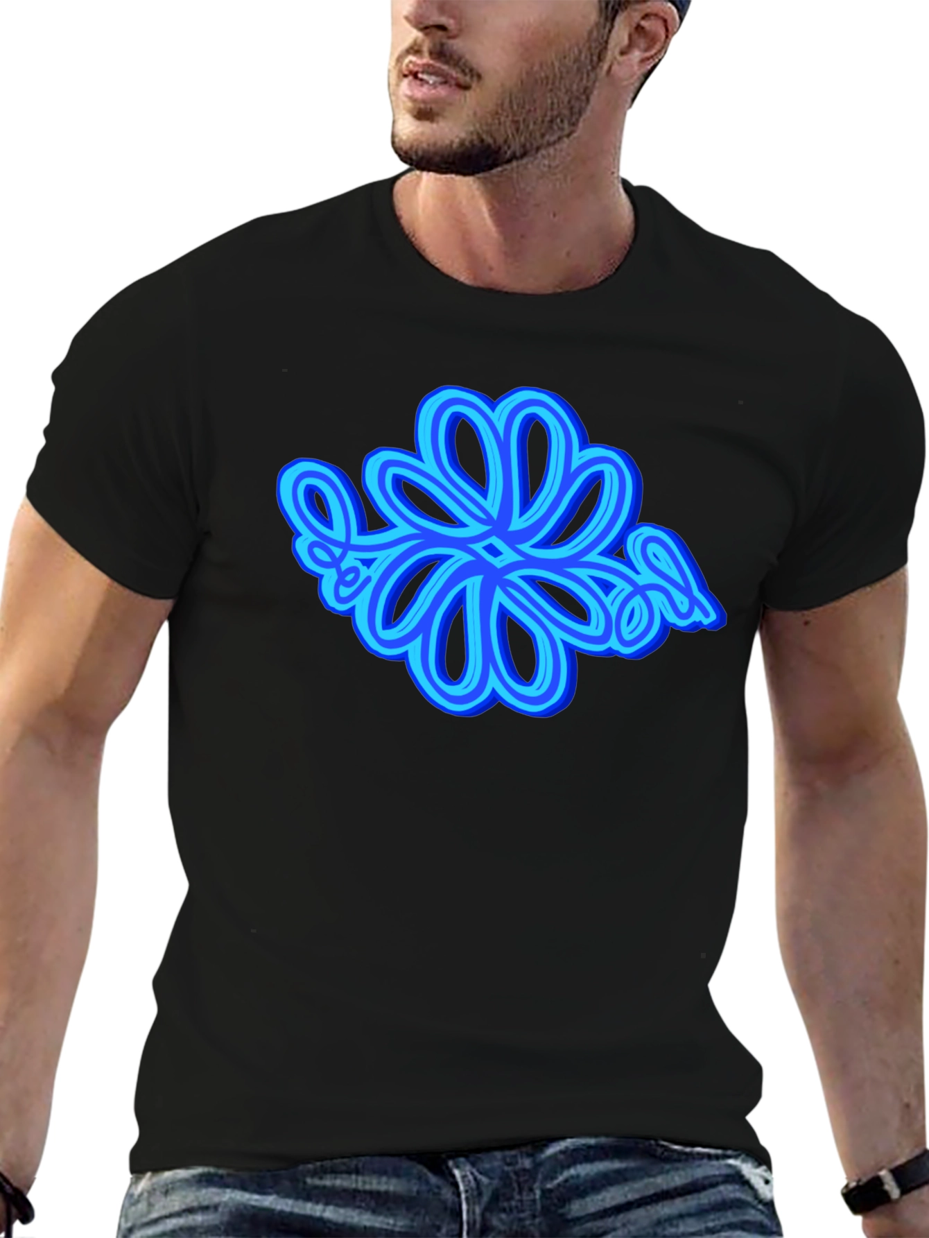 Black Abstract Flower Graphic Tee - Casual Style view 6