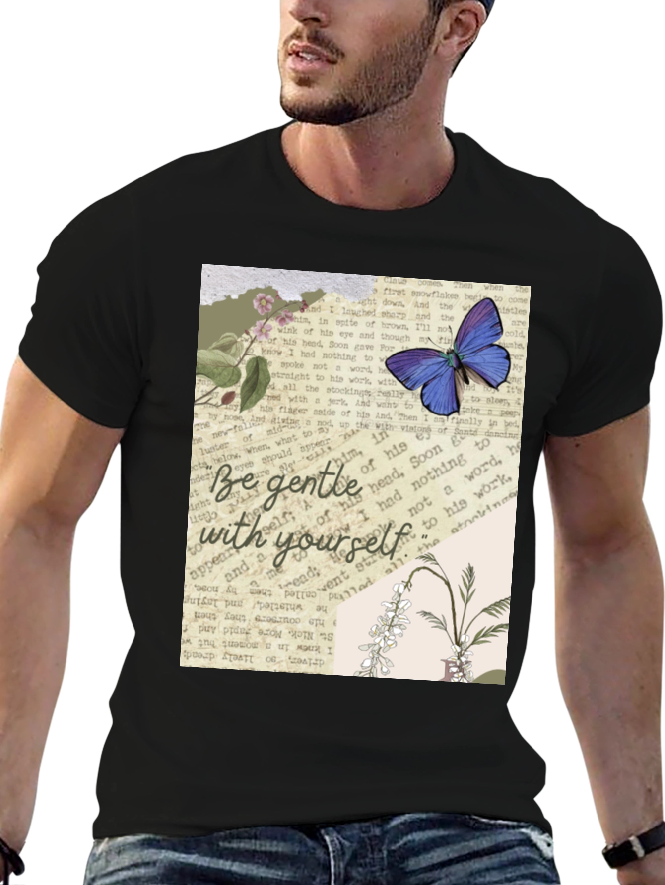 Black Be Gentle With Yourself Graphic Tee view 6