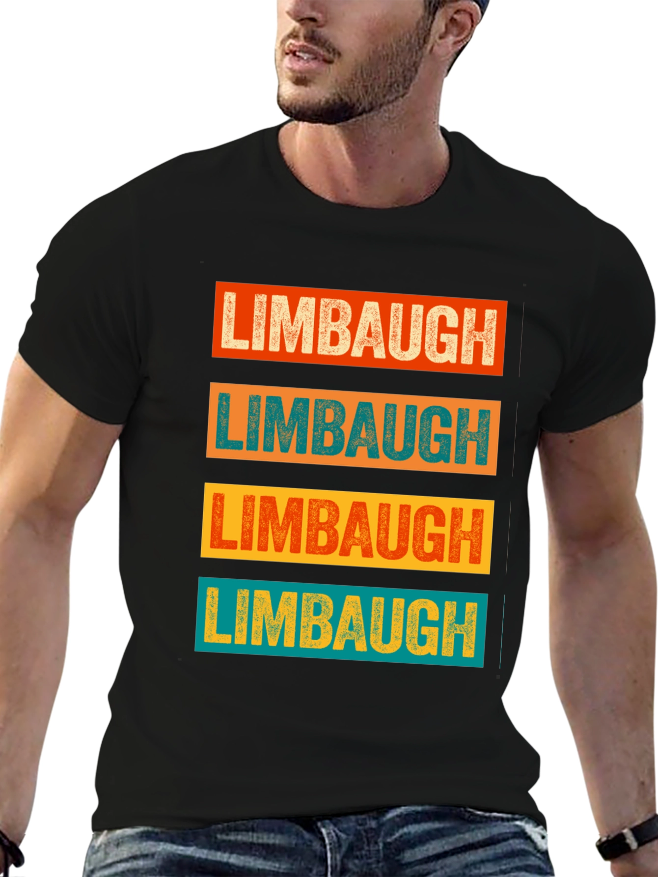 Black Limbaugh T-Shirt Retro Style Graphic Tee view 6