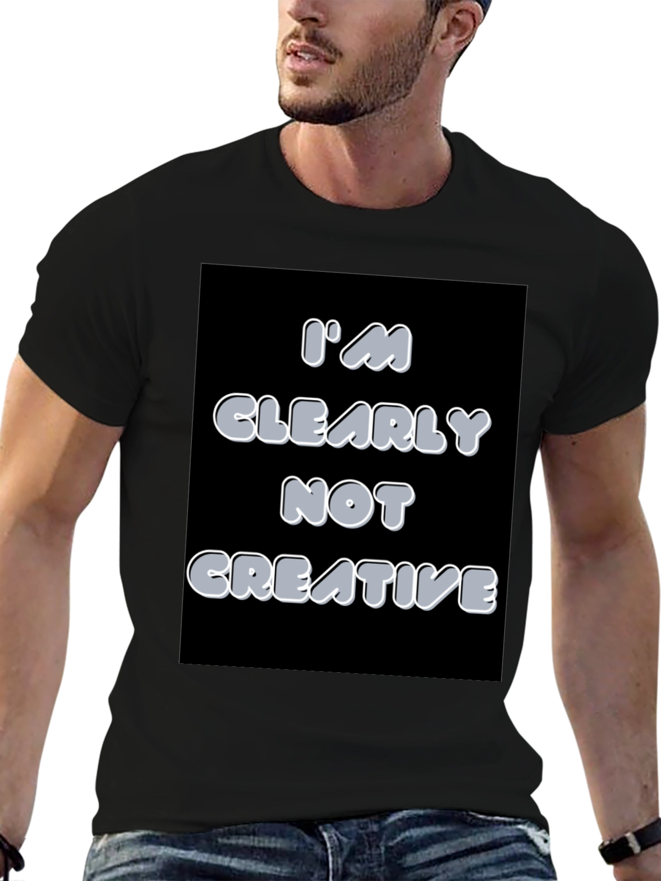 Black I'm Clearly Not Creative Graphic T-Shirt view 6