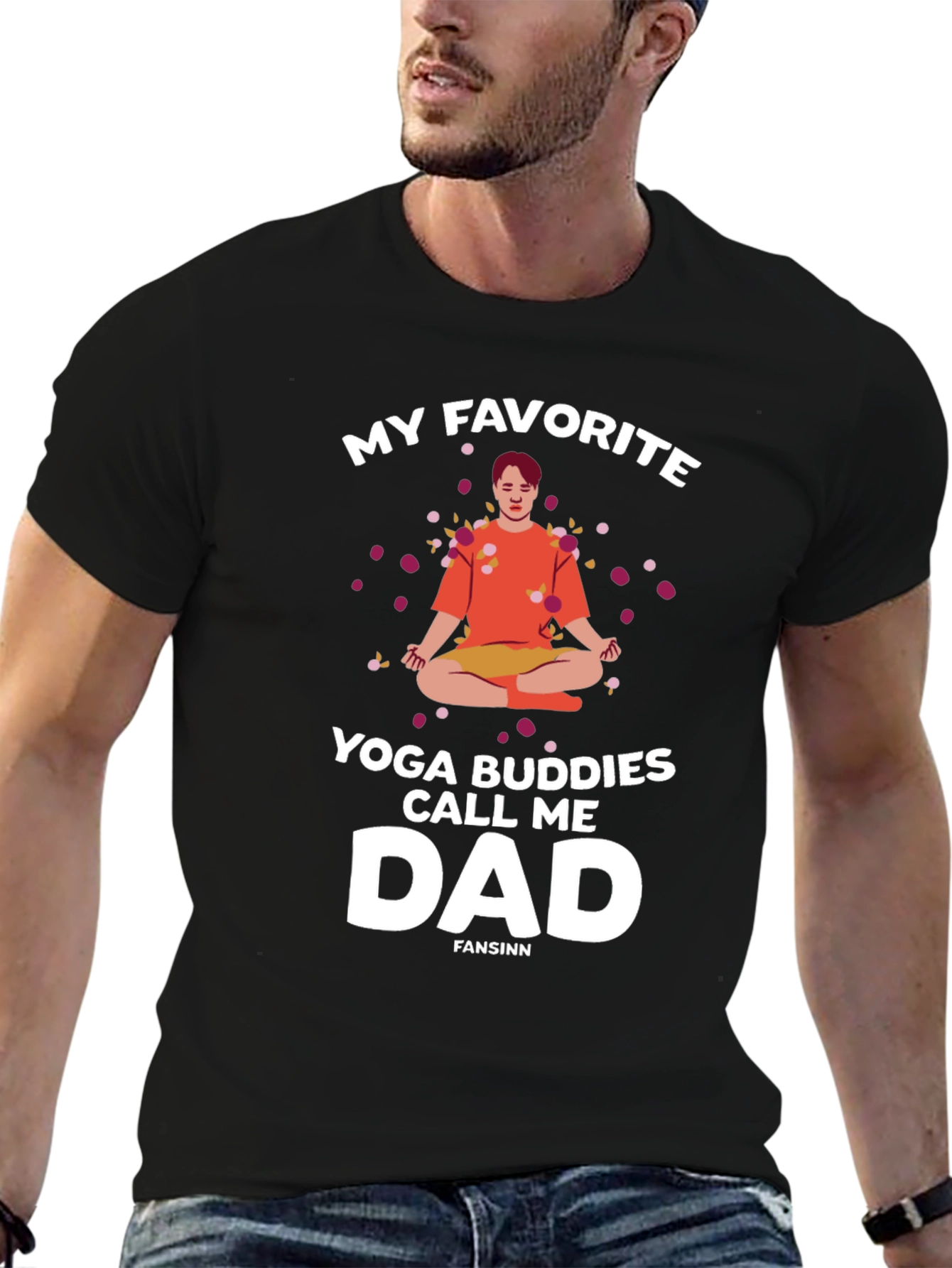 Black Yoga Dad Graphic T-Shirt - My Favorite Yoga Buddies Call Me Dad view 6