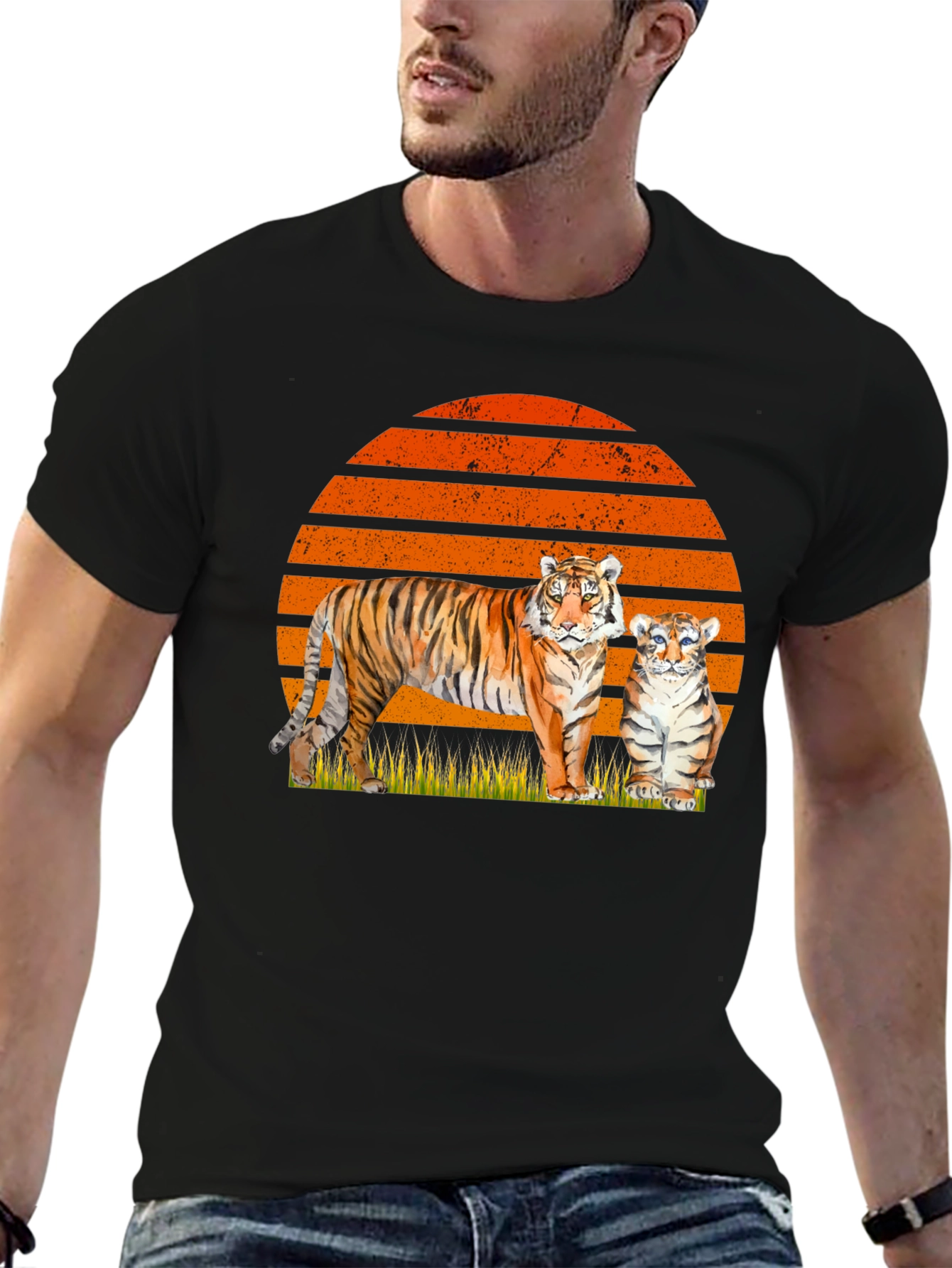 Black Tiger & Cub Sunset Graphic Tee view 6