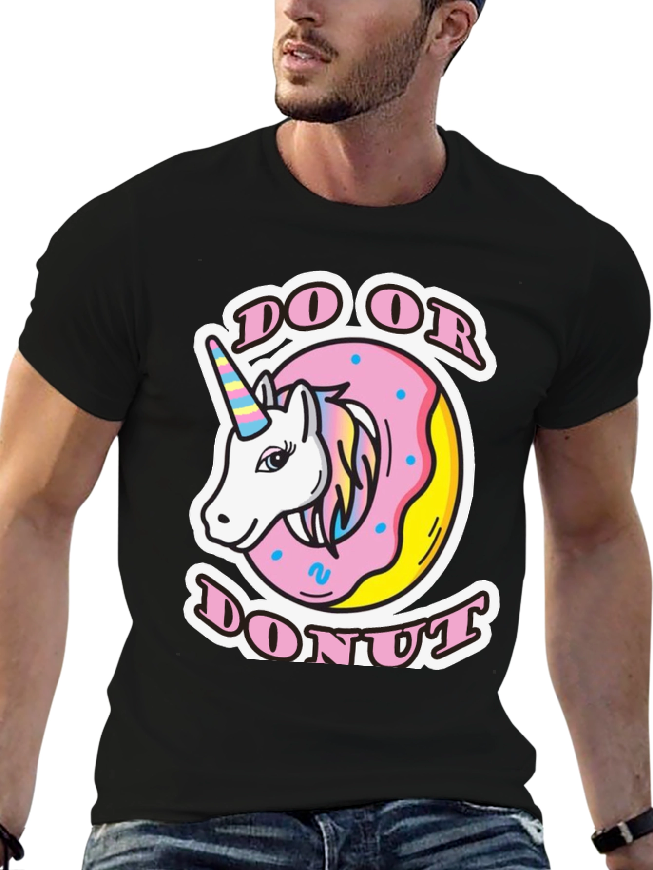 Black Do Or Donut Unicorn T-Shirt - Unisex view 6