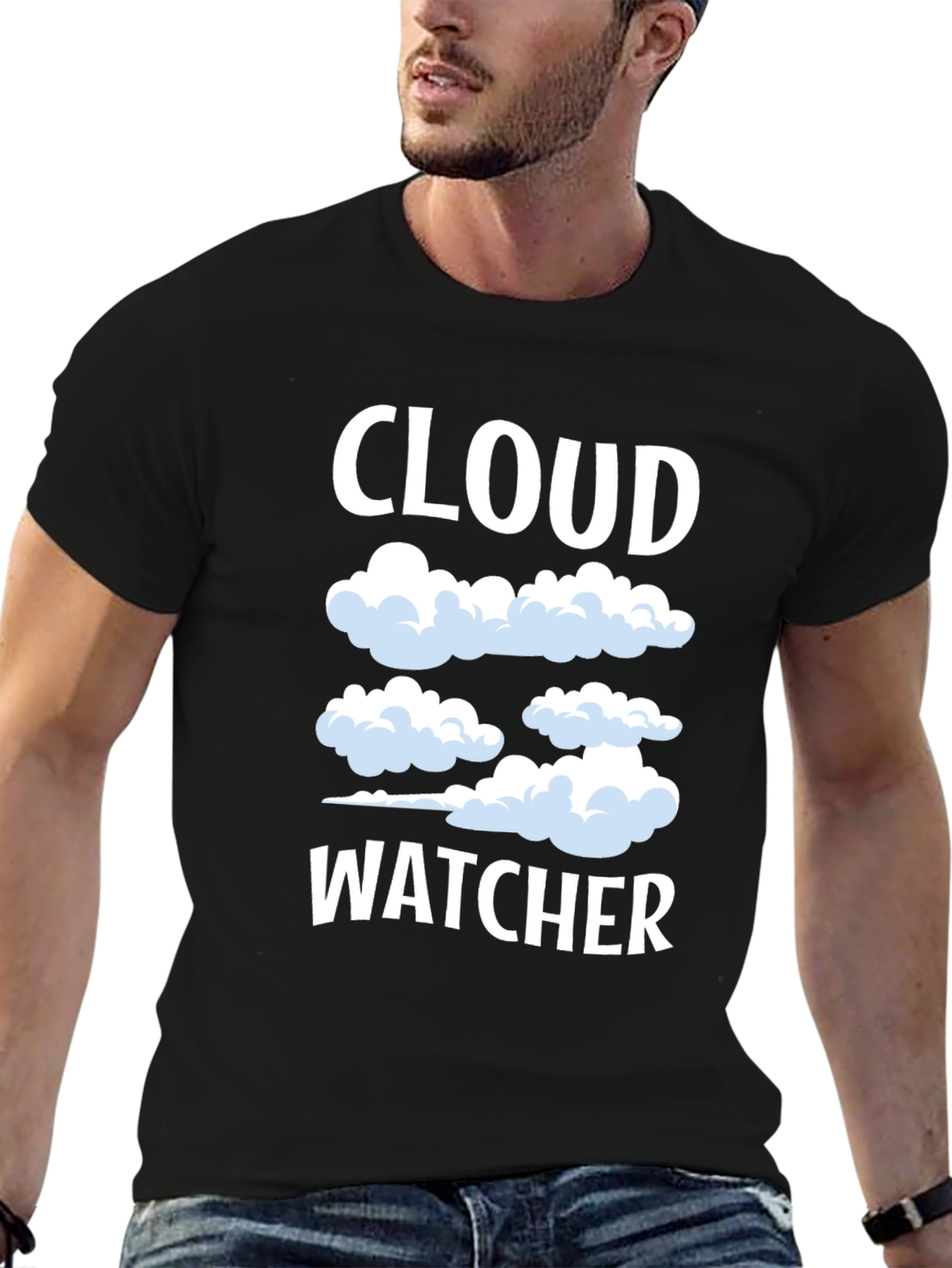 Black Cloud Watcher Graphic Tee - Sky Gazing T-Shirt view 6