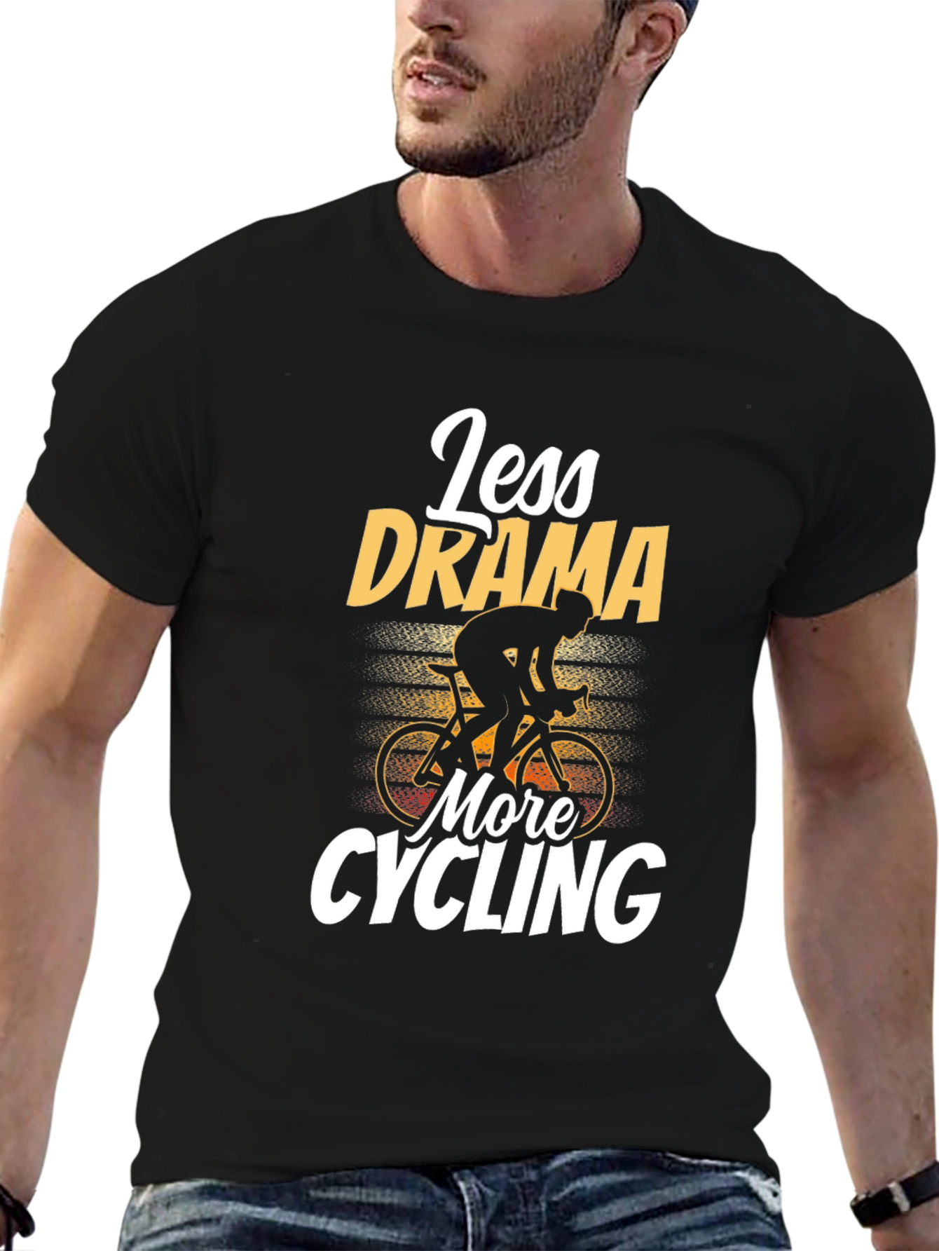 Black Less Drama More Cycling T-Shirt view 6