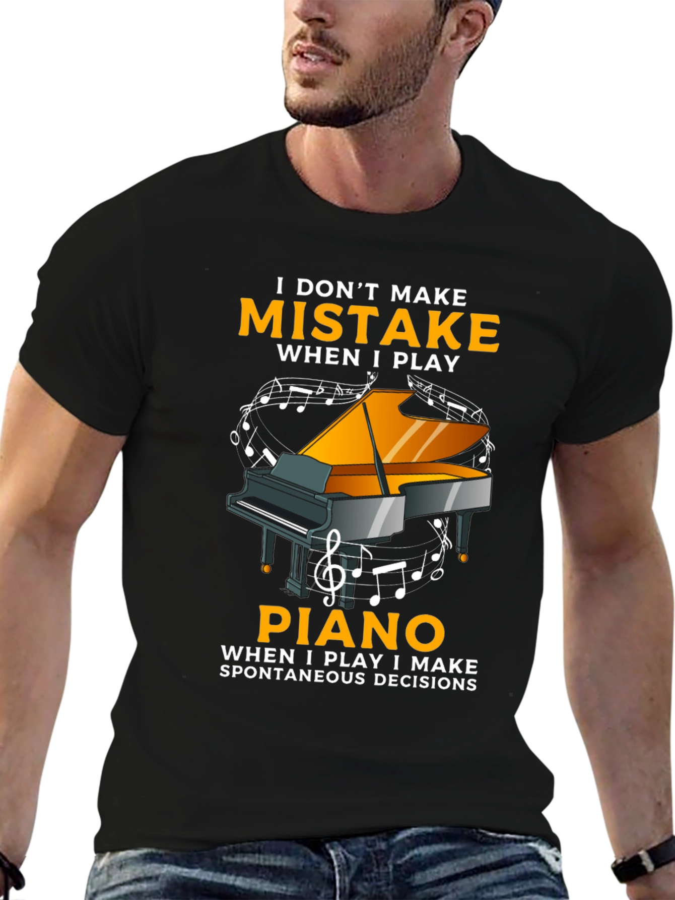 Black I Don't Make Mistakes When I Play Piano T-Shirt view 6