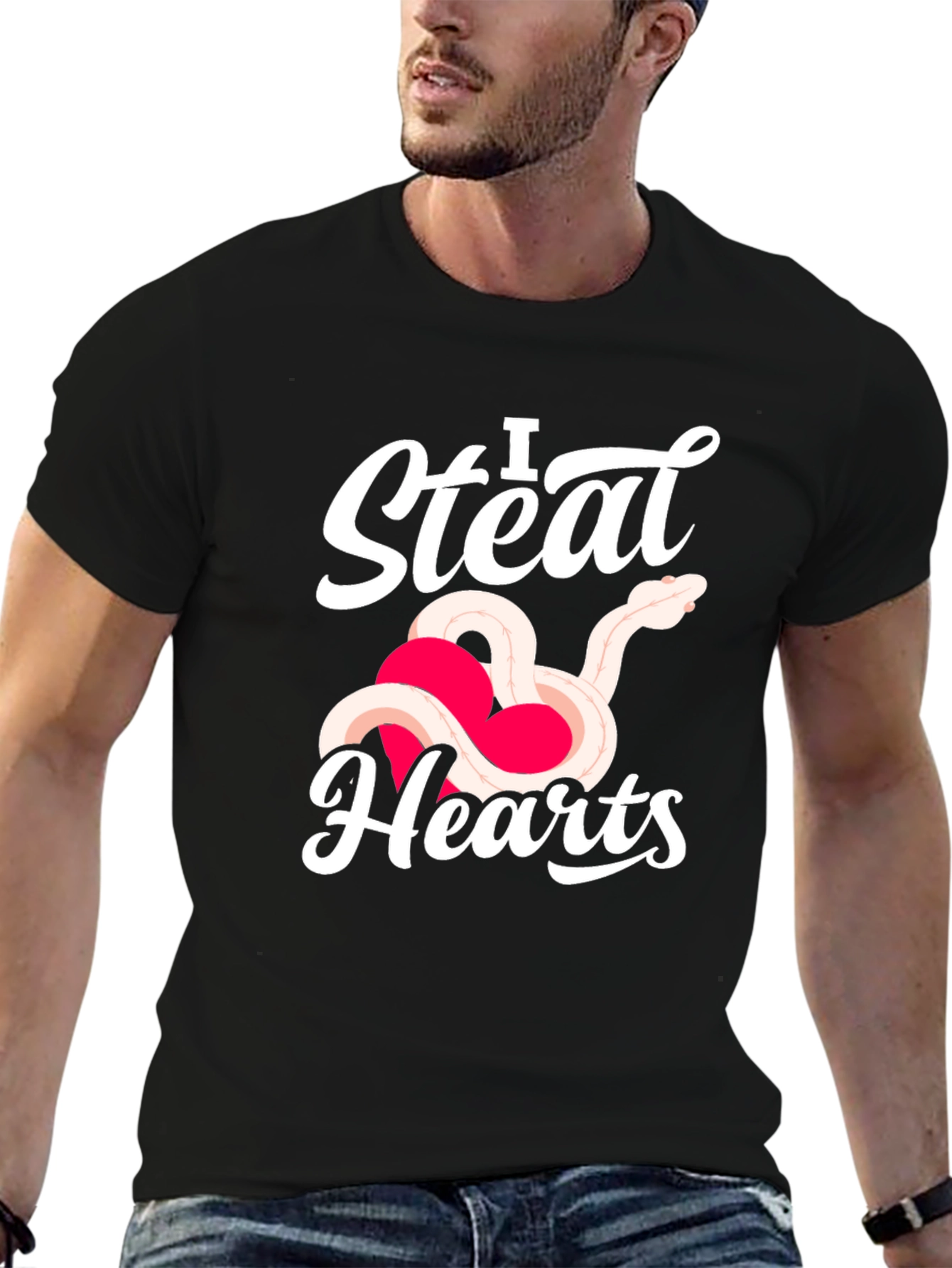 Black I Steal Hearts Snake Graphic Tee view 6