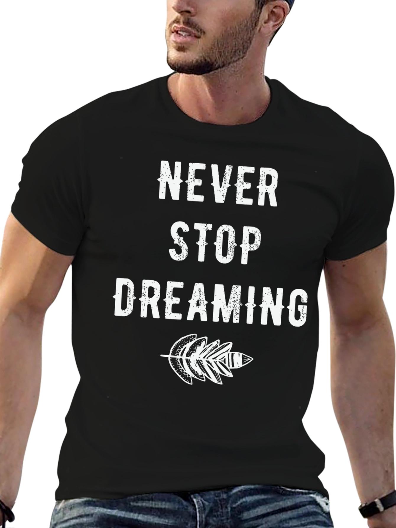 Black Never Stop Dreaming Black Graphic T-Shirt view 6