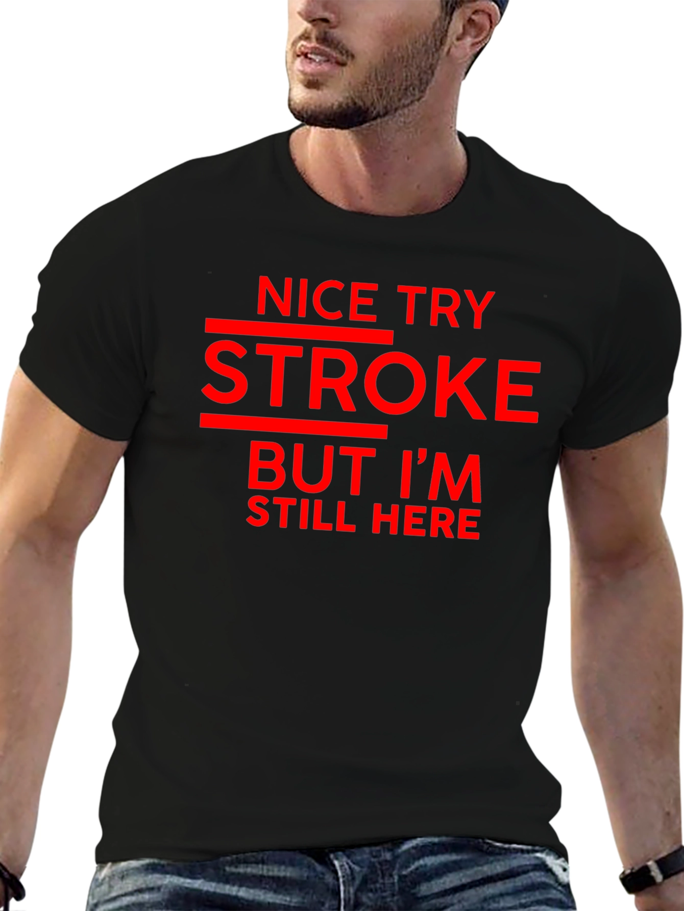 Black Funny Stroke Survivor Graphic Tee view 6