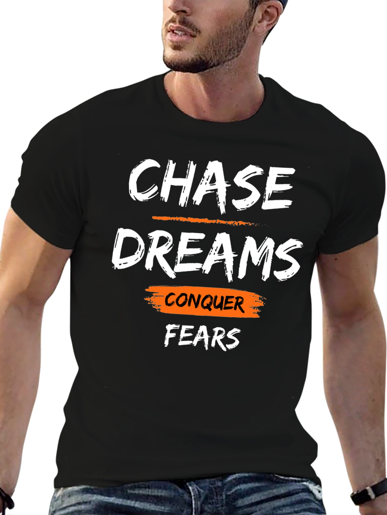 Black Chase Dreams Conquer Fears Graphic T-Shirt view 6