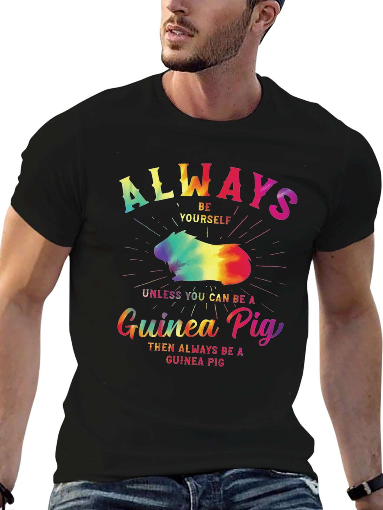 Black Always Be Yourself Guinea Pig T-Shirt view 6