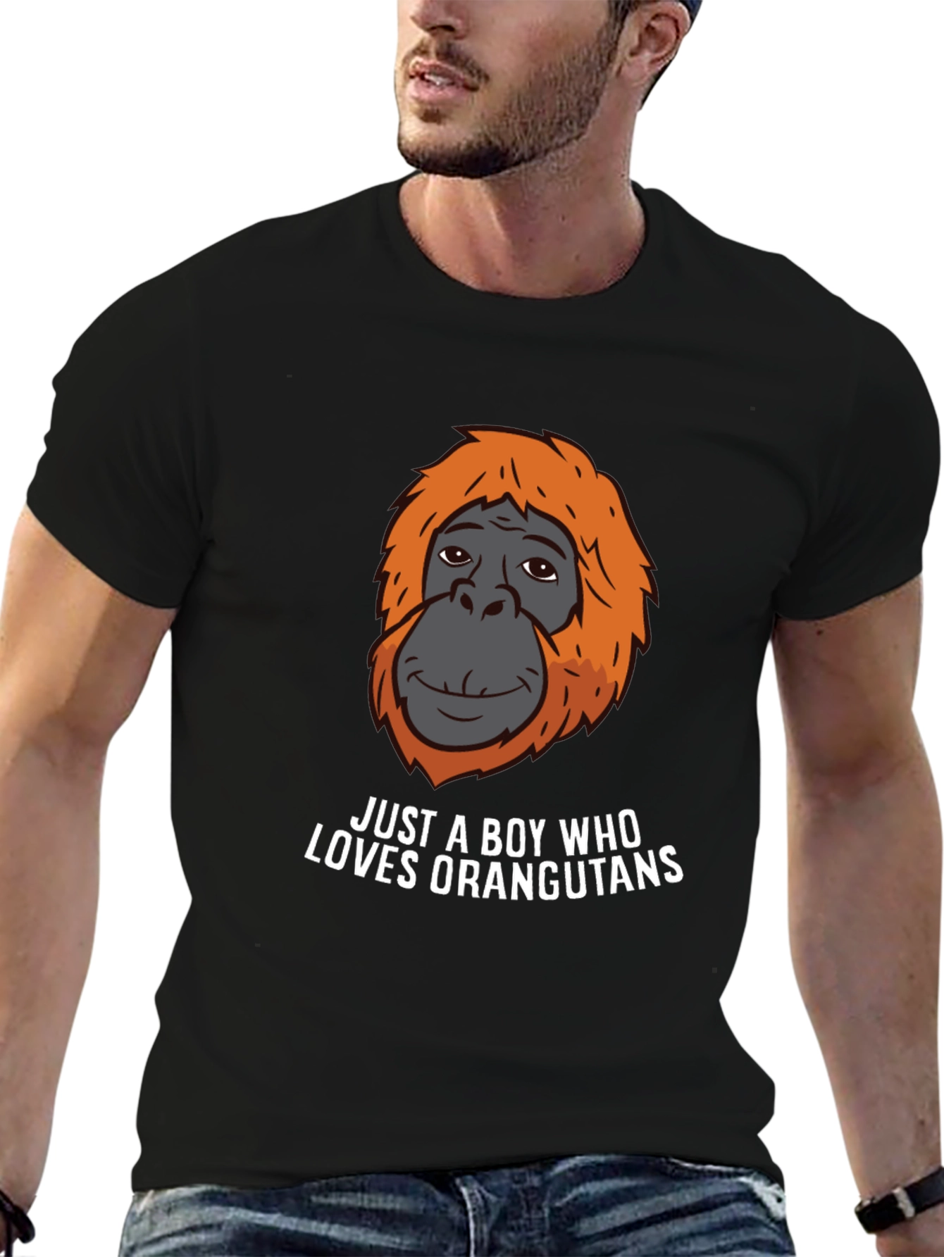 Black Boy Who Loves Orangutans T-Shirt view 6