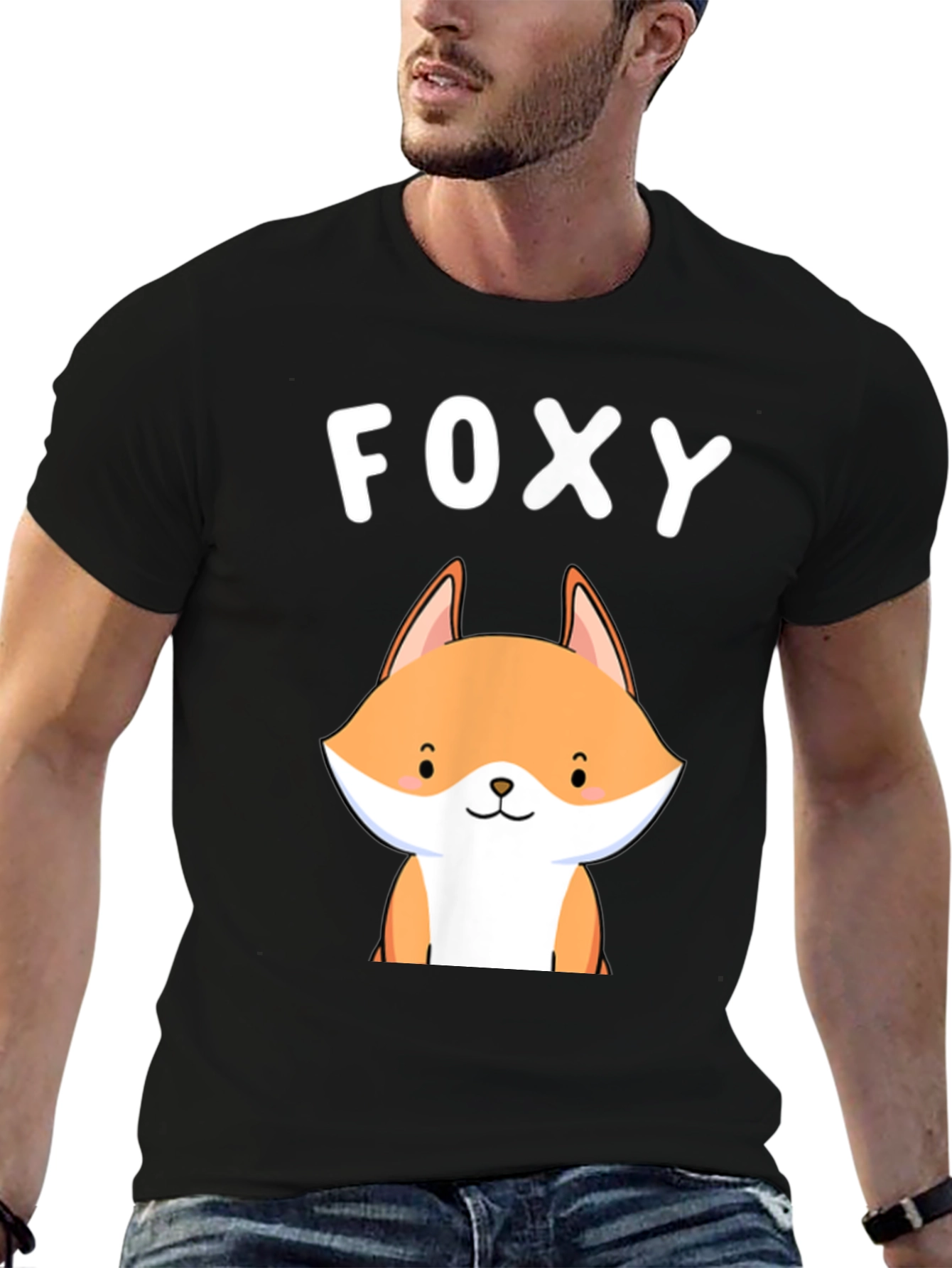 Black Foxy Graphic Tee - Cute Fox Design view 6