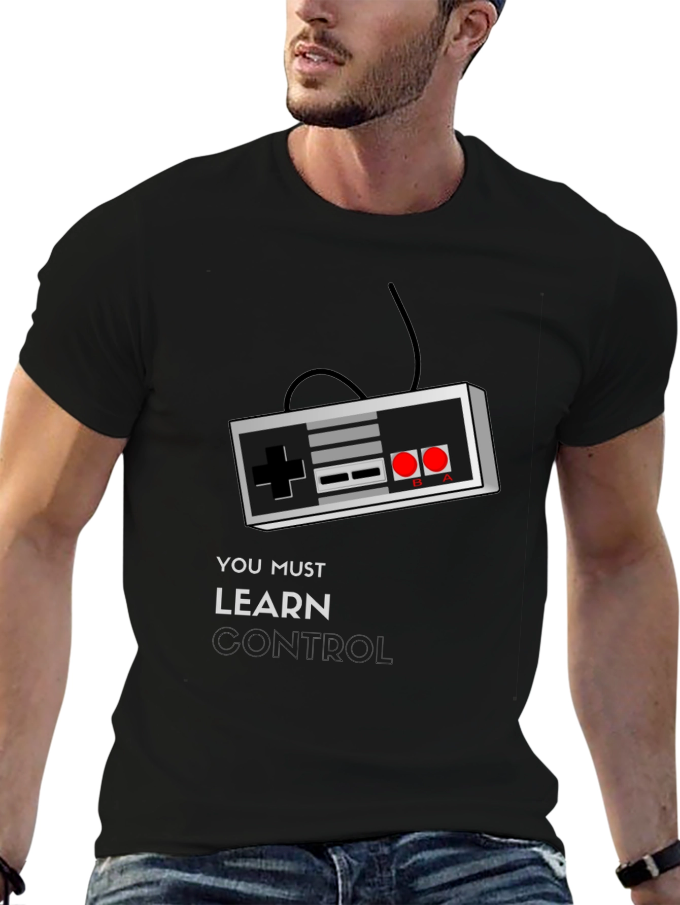 Black Retro Gamer T-Shirt - Learn Control view 6