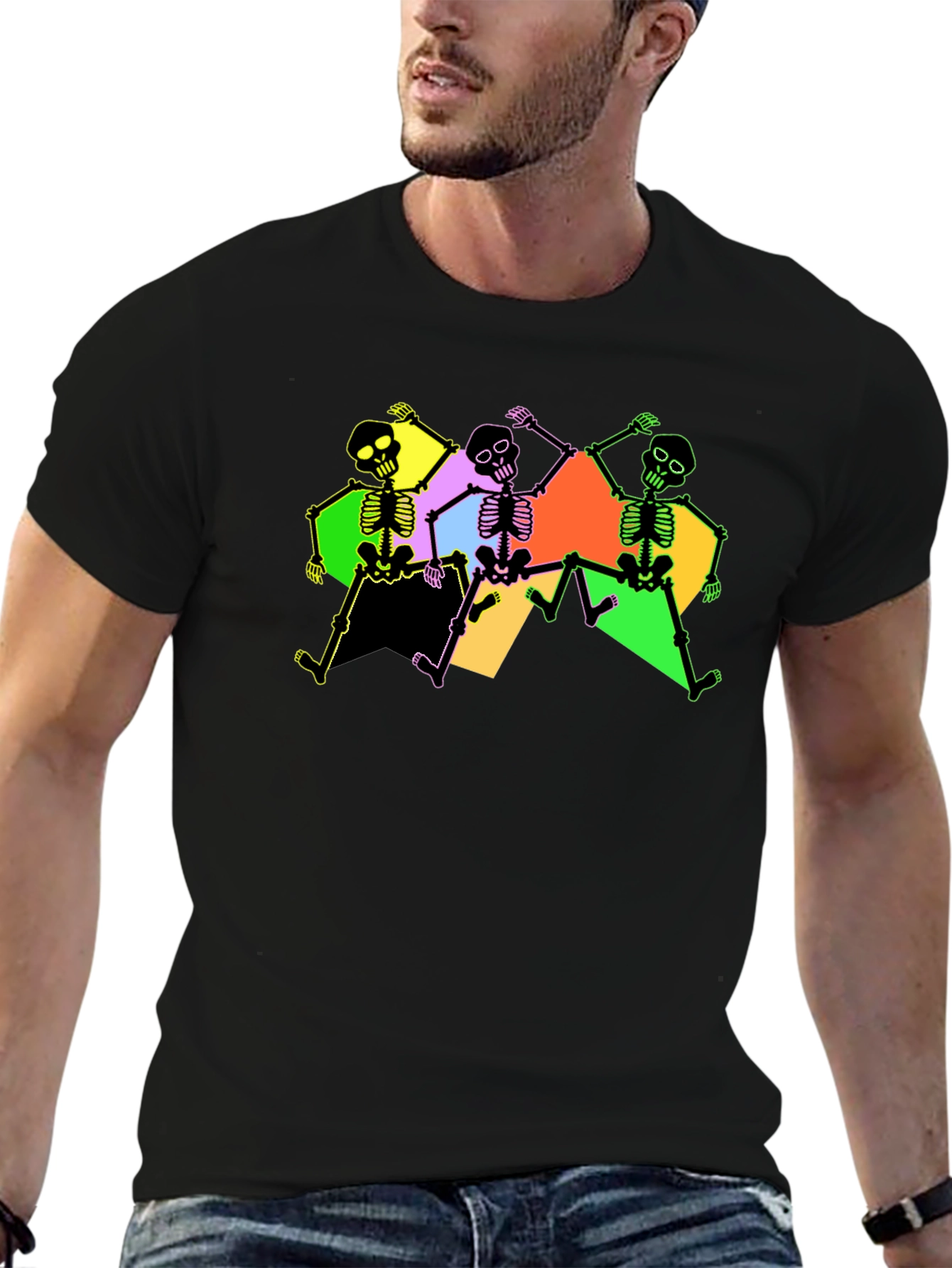 Dancing Skeletons Graphic Tee - Black - 6