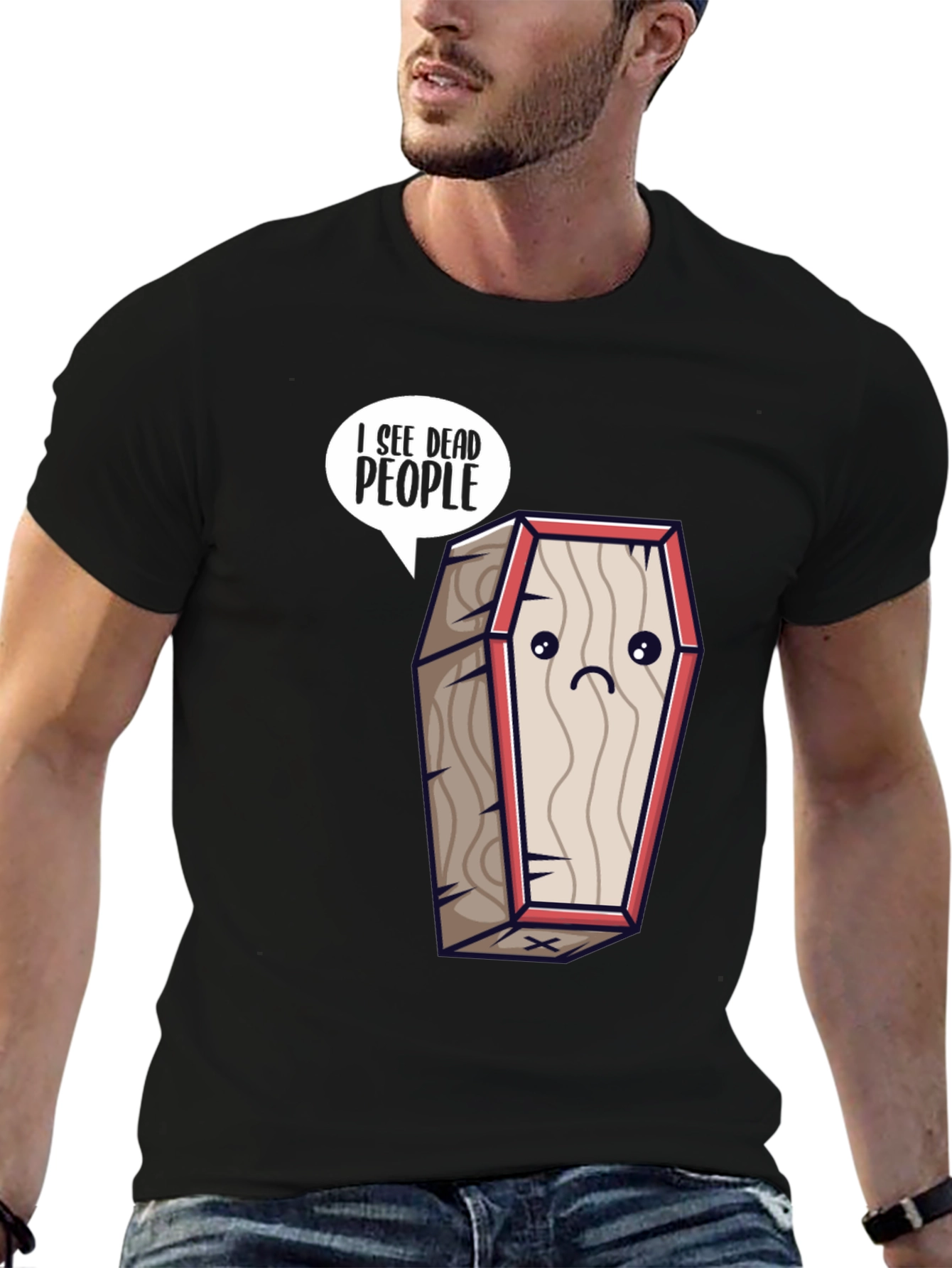 Black I See Dead People Coffin T-Shirt view 6