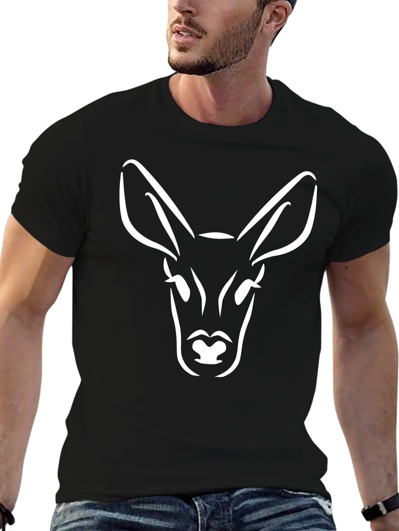 Black Deer Head Graphic T-Shirt - Black view 6