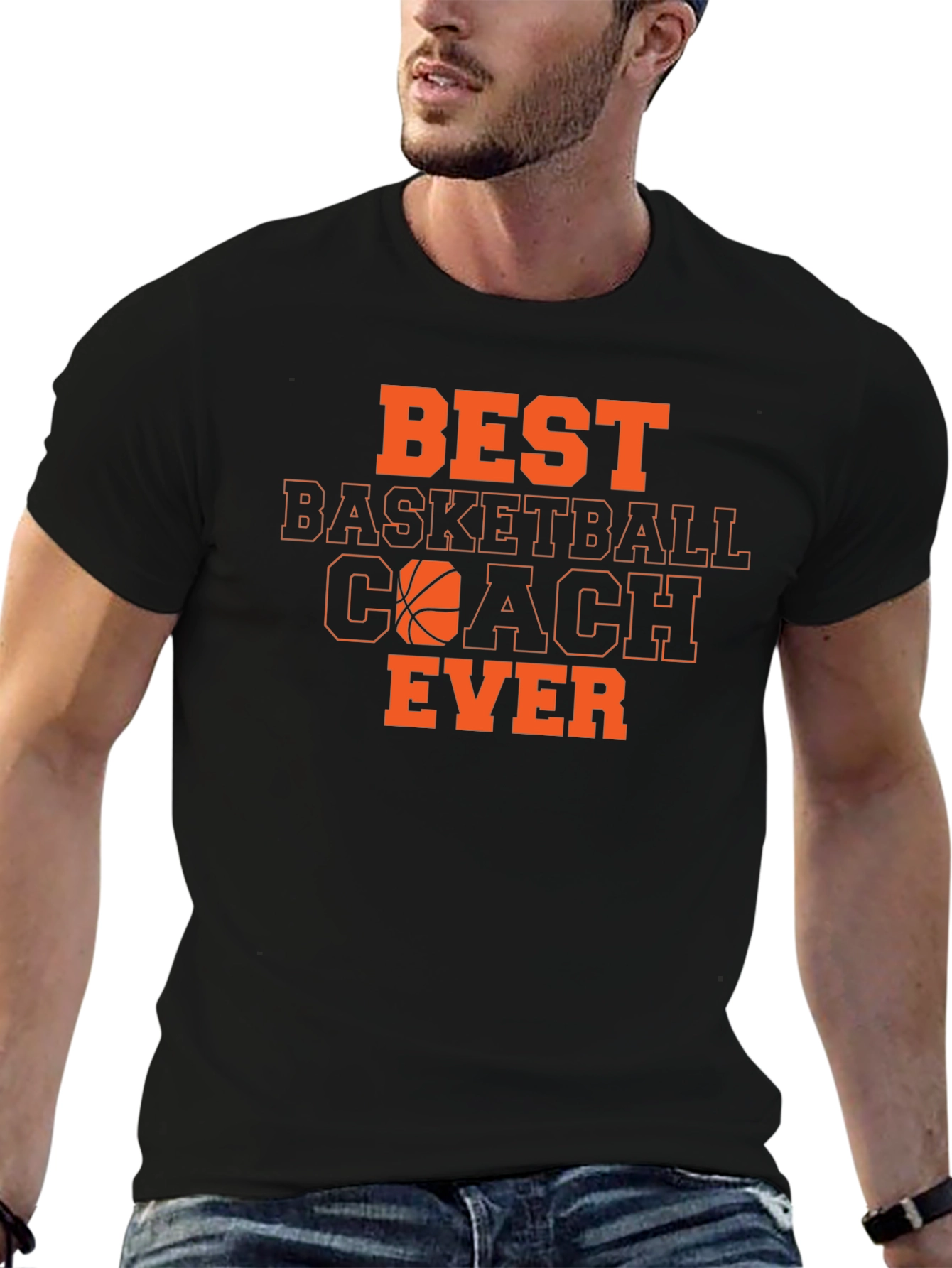 Black Best Basketball Coach Ever Black Graphic Tee view 6