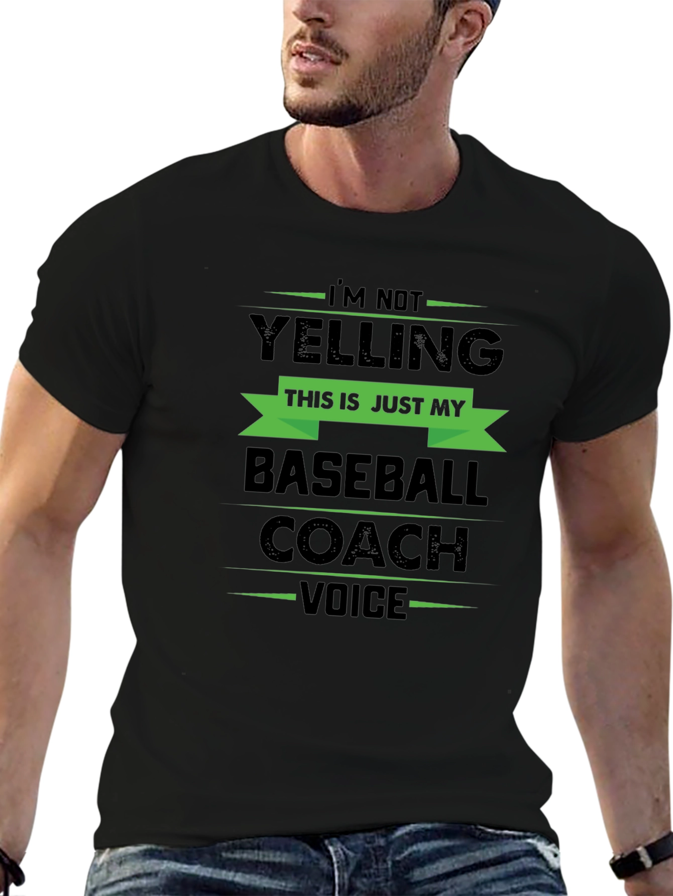 Black Baseball Coach Voice T-Shirt - Funny Coach Tee view 6