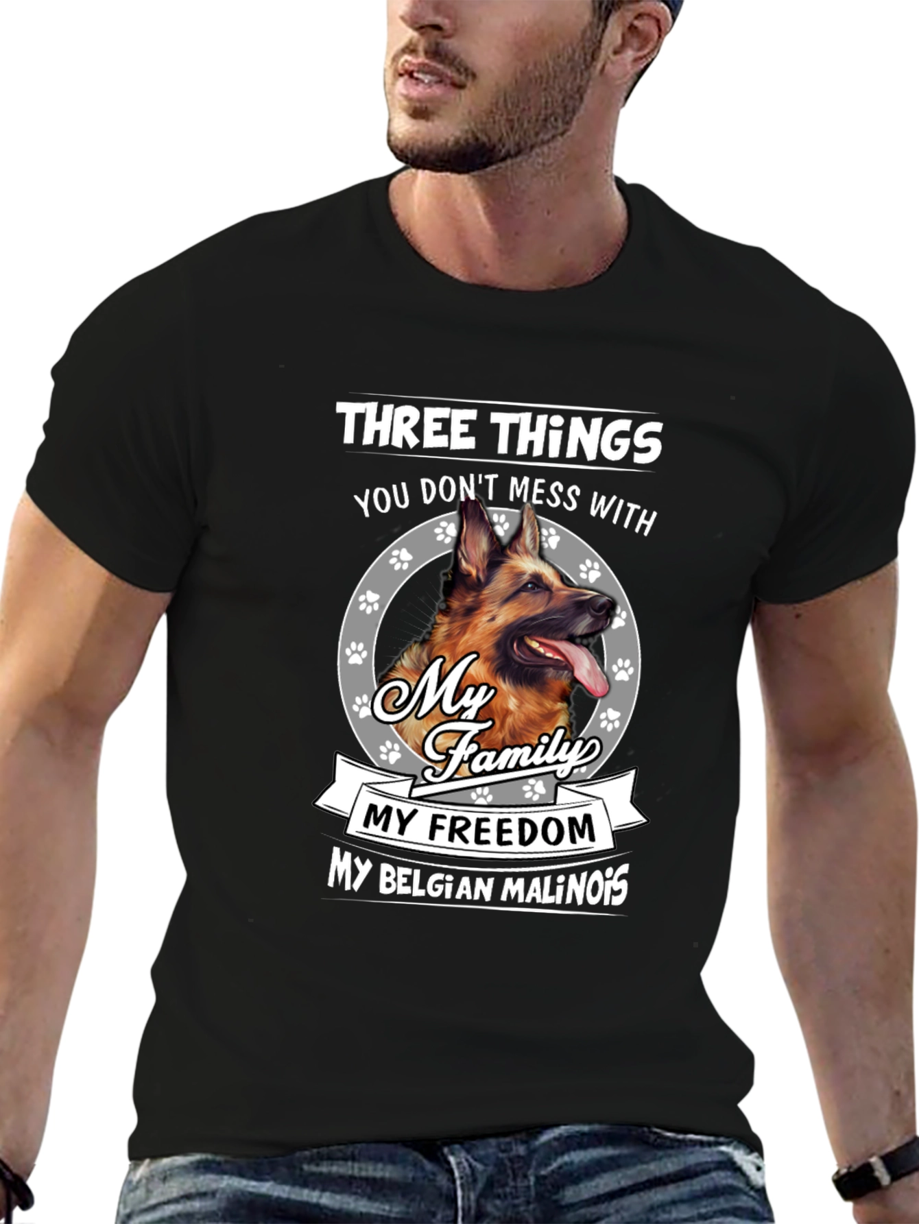 Black Belgian Malinois Dog Lover T-Shirt view 6
