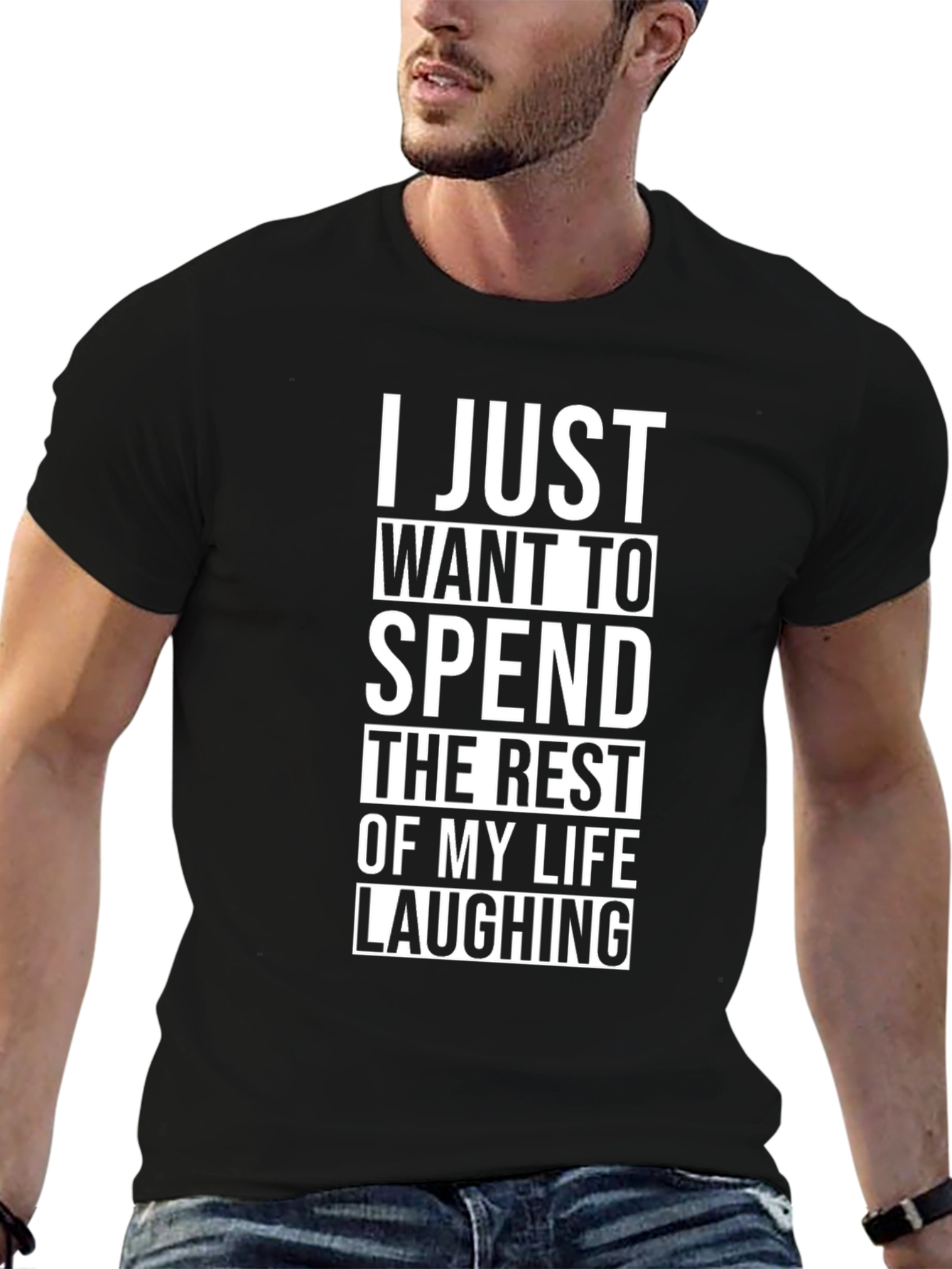 Black Laughing Life Graphic Tee - Soft Cotton Blend view 6