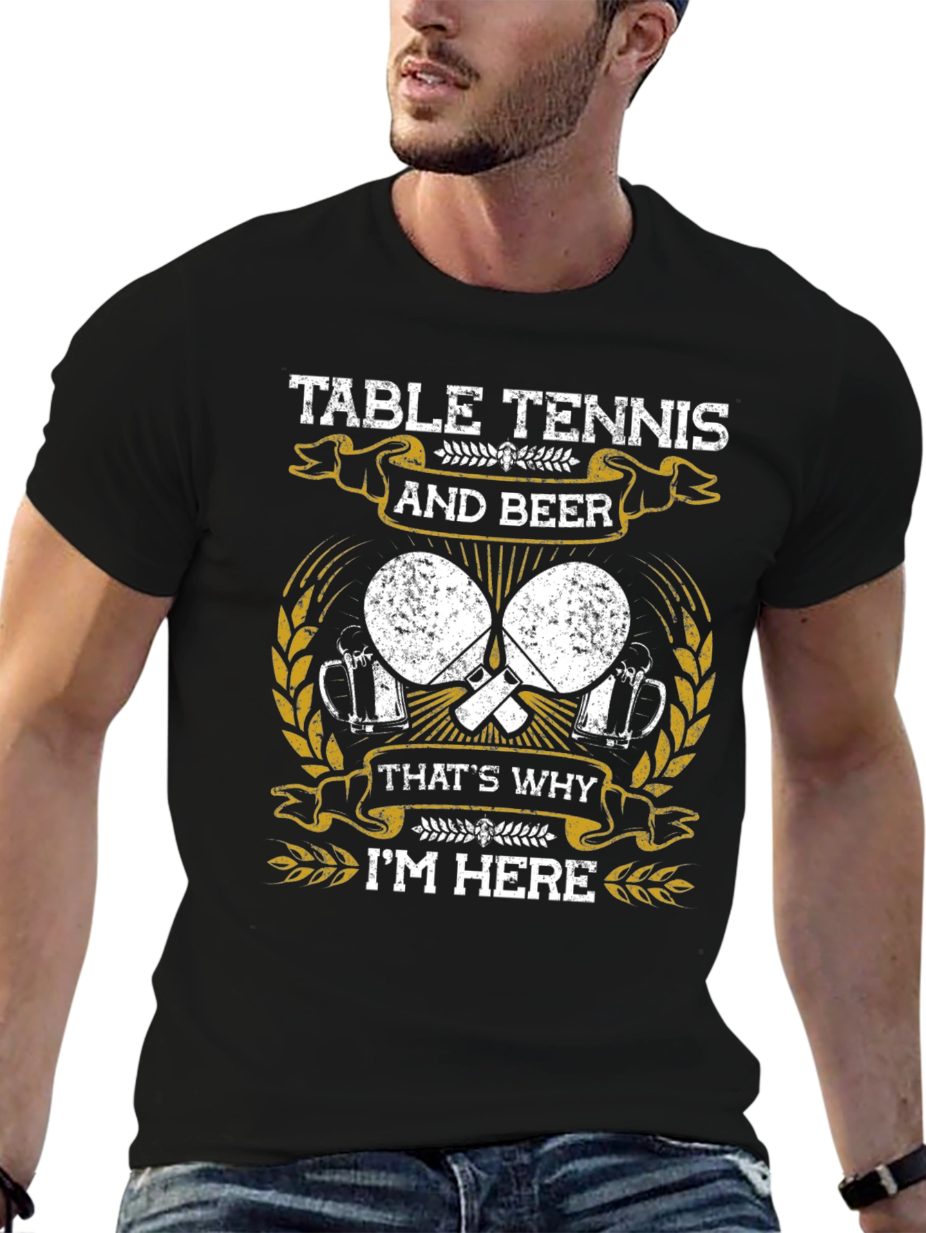 Black Table Tennis and Beer Graphic T-Shirt view 6