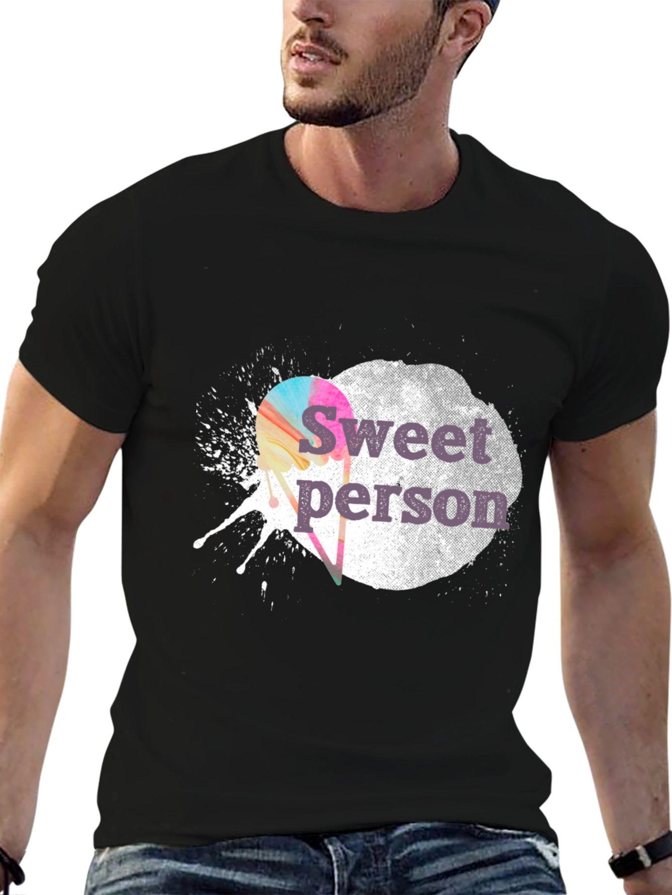 Black Sweet Person Graphic Tee - Soft Cotton Blend view 6