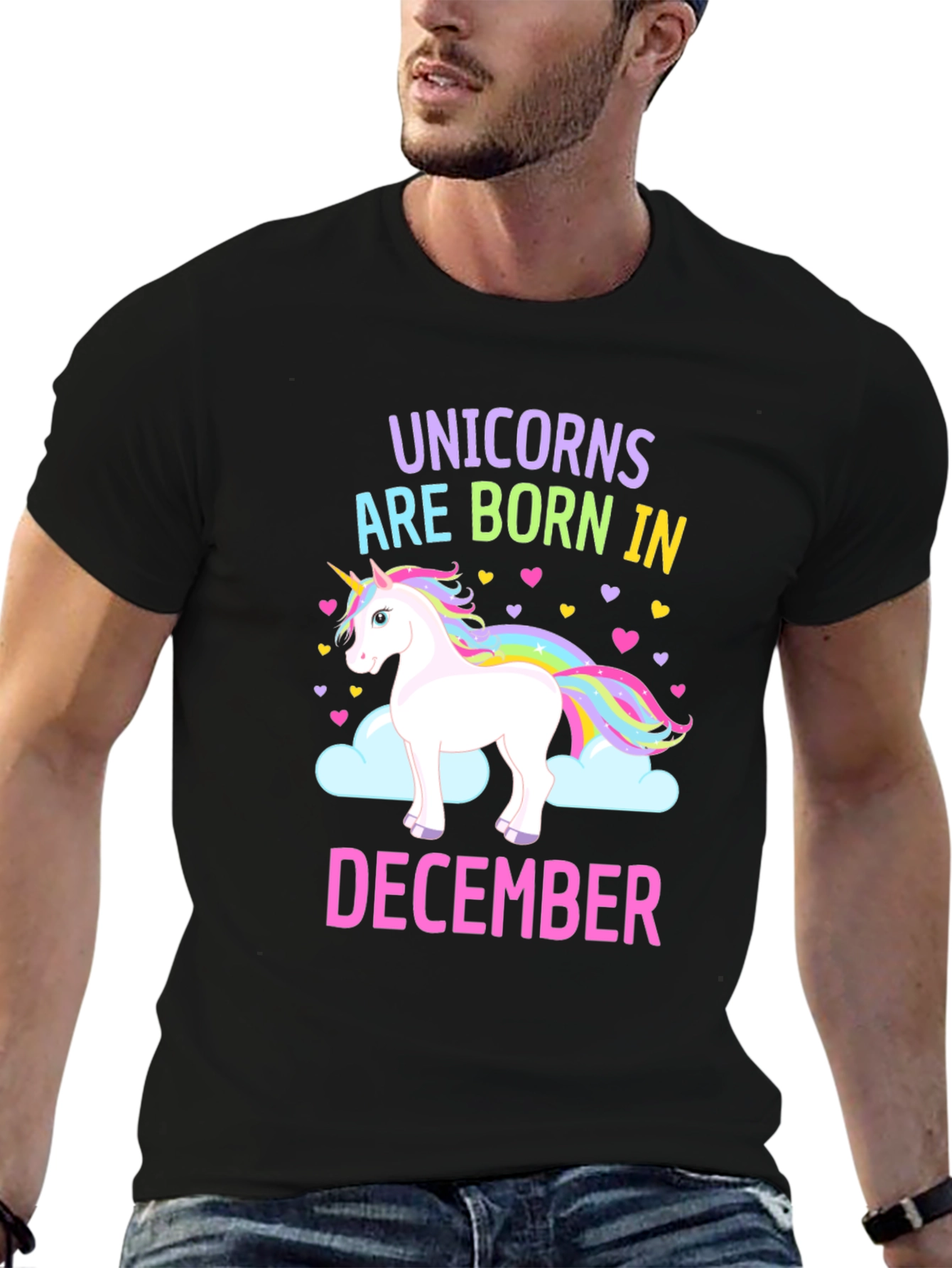 Black Unicorn December Birthday T-Shirt view 6