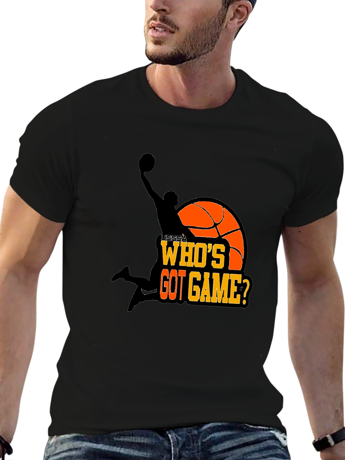 Black Who's Got Game? Basketball T-Shirt view 6