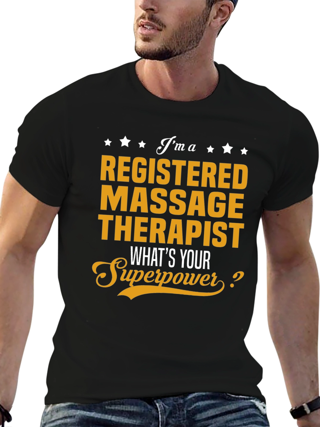 Black Massage Therapist Superpower T-Shirt - Black view 6