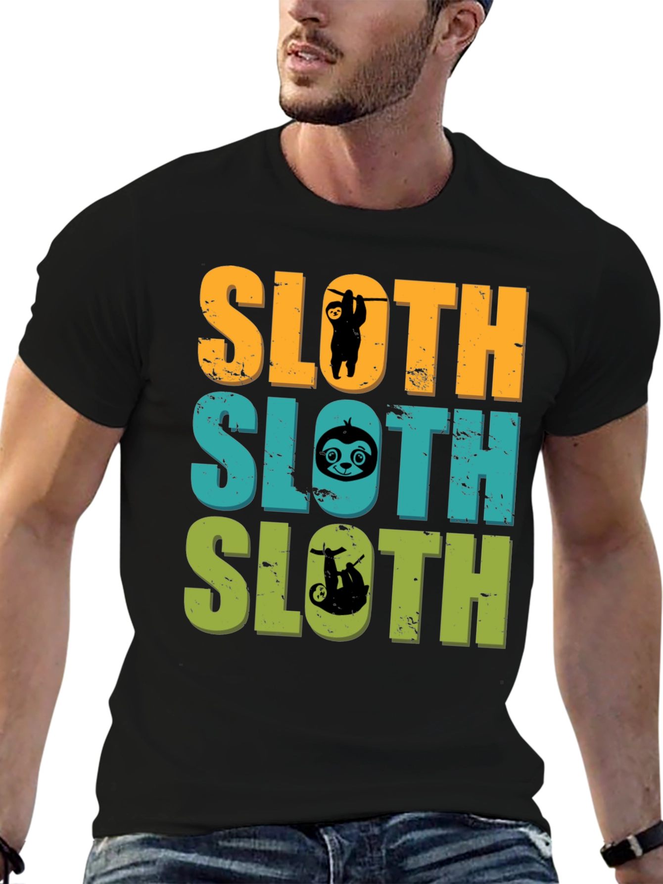 Black Sloth Lover T-Shirt Funny Animal Tee Men's view 6