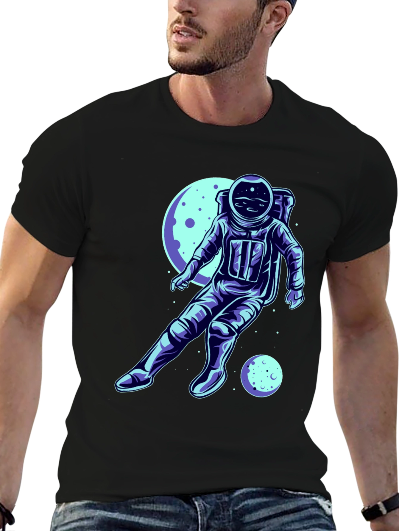 Black Astronaut Graphic Tee - Space Adventure Shirt view 6