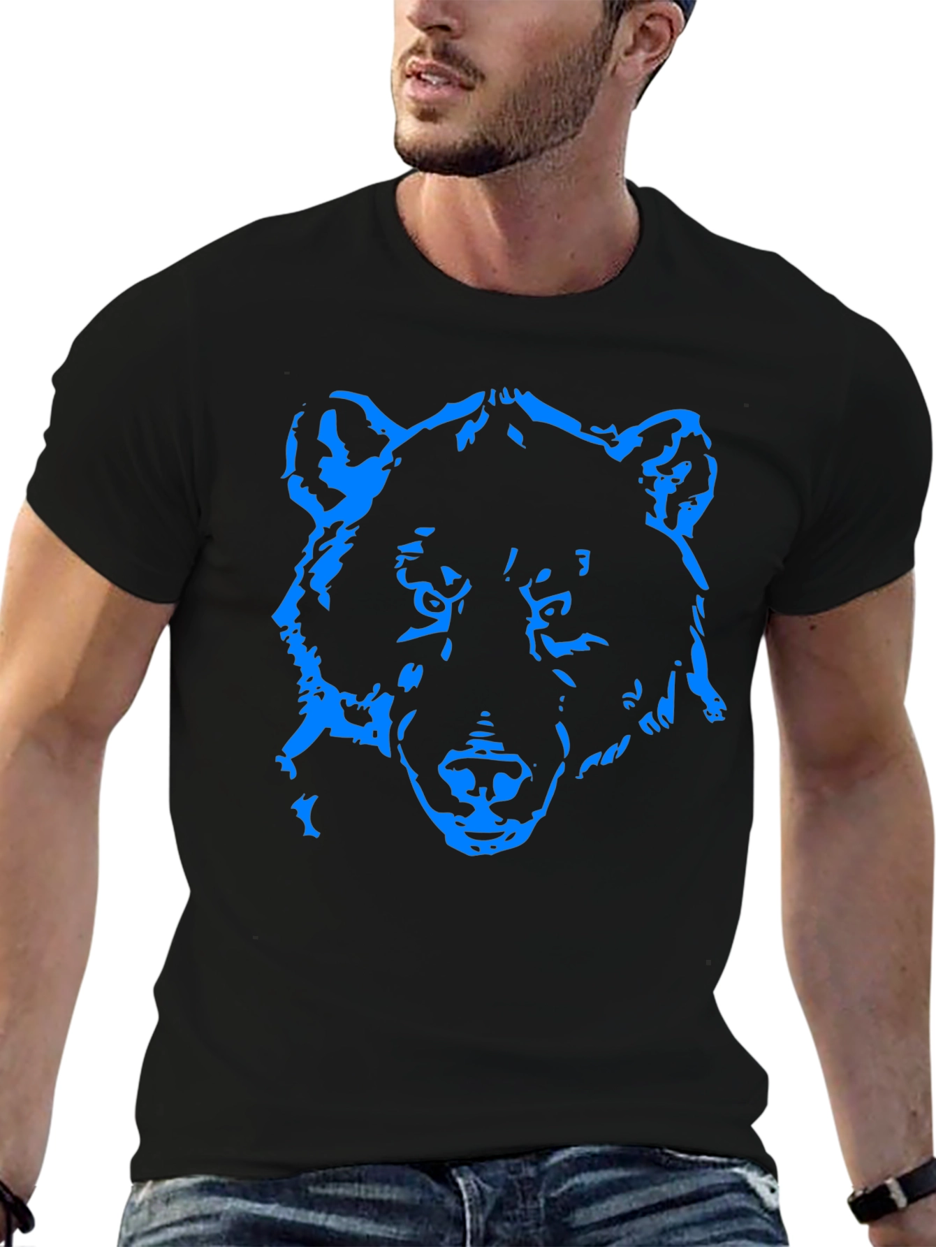 Black Bold Bear Graphic Tee - Men's Black Crew Neck Shirt view 6